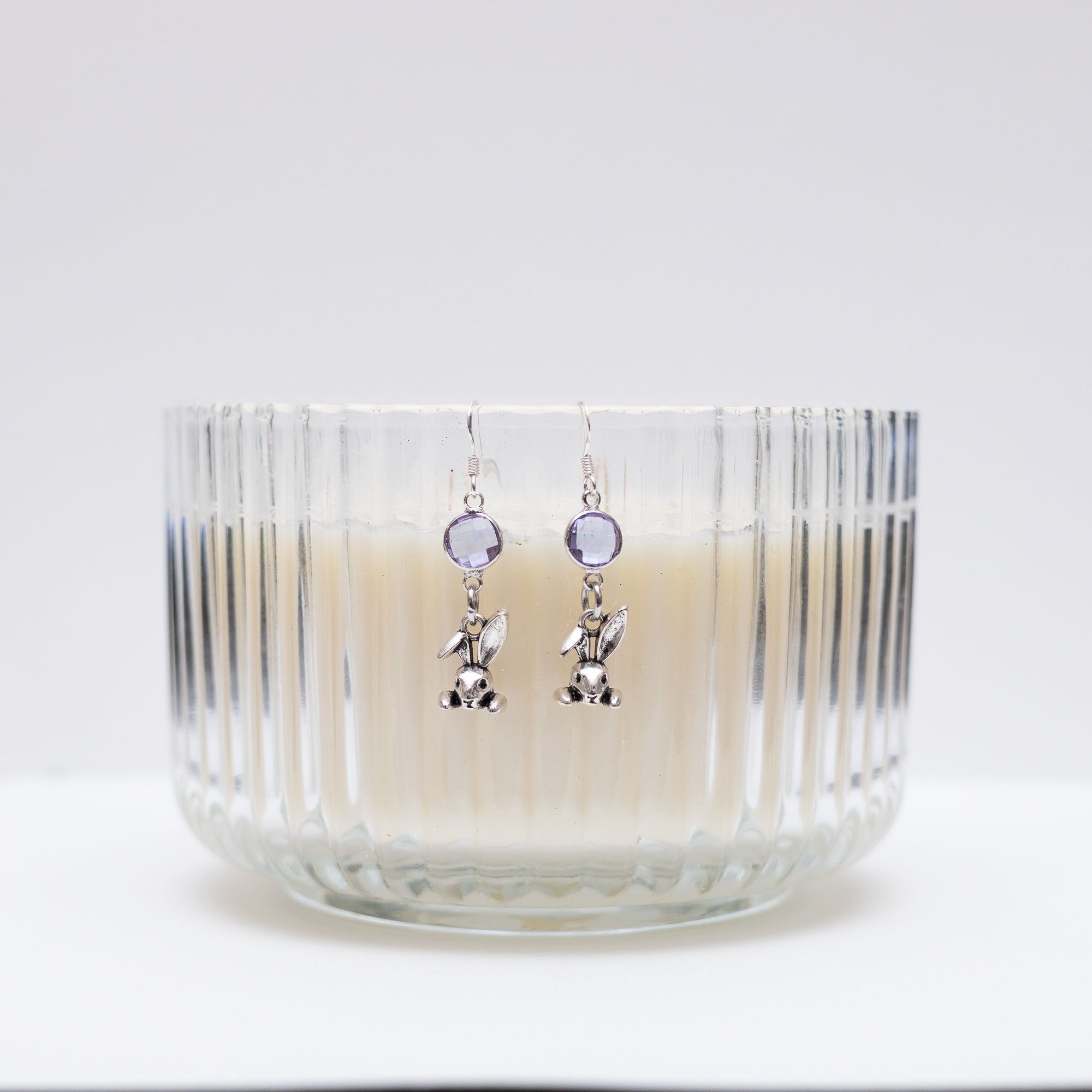 Personalised Bunny Rabbit Birthstone Charm Earrings