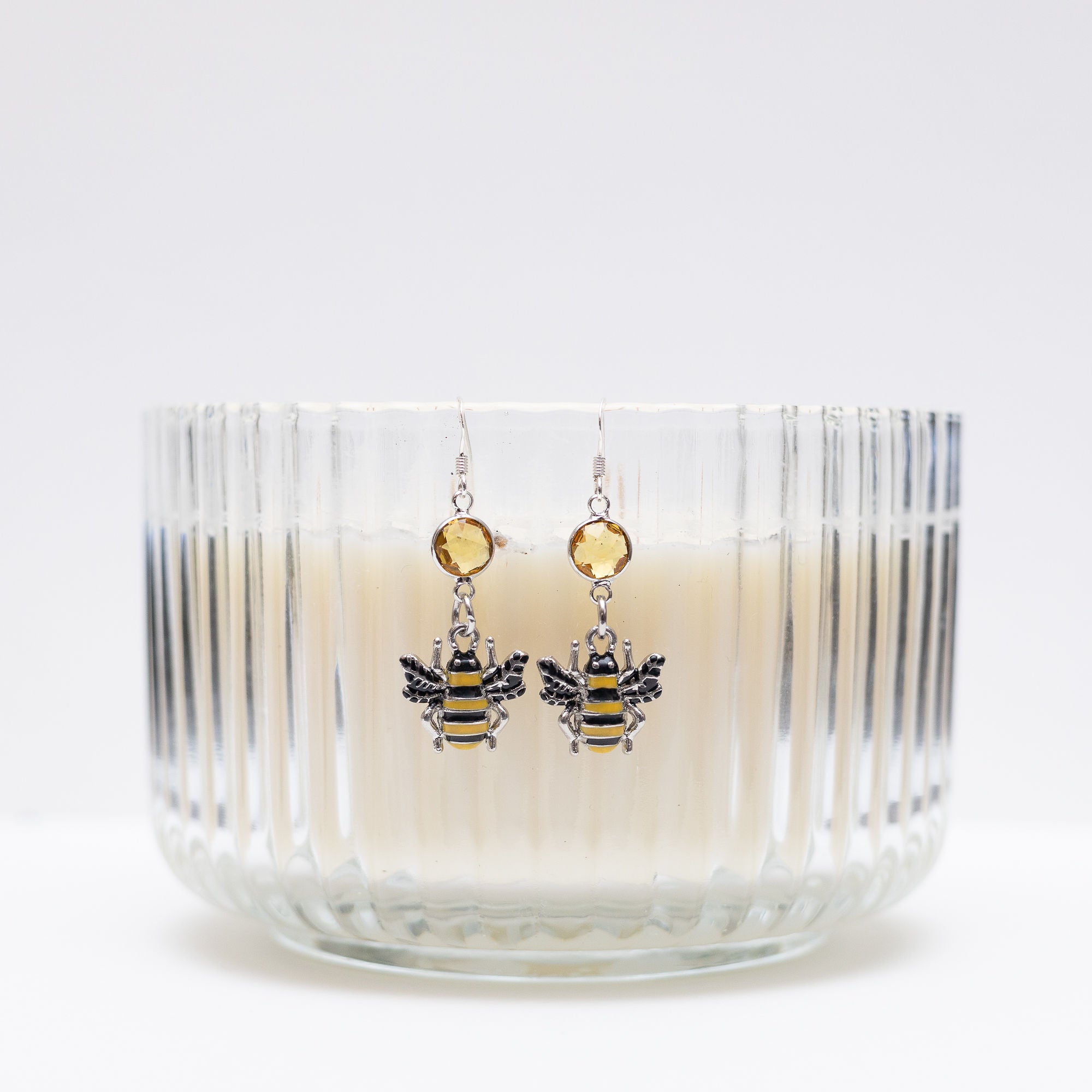 Personalised Bumble Bee Birthstone Charm Earrings