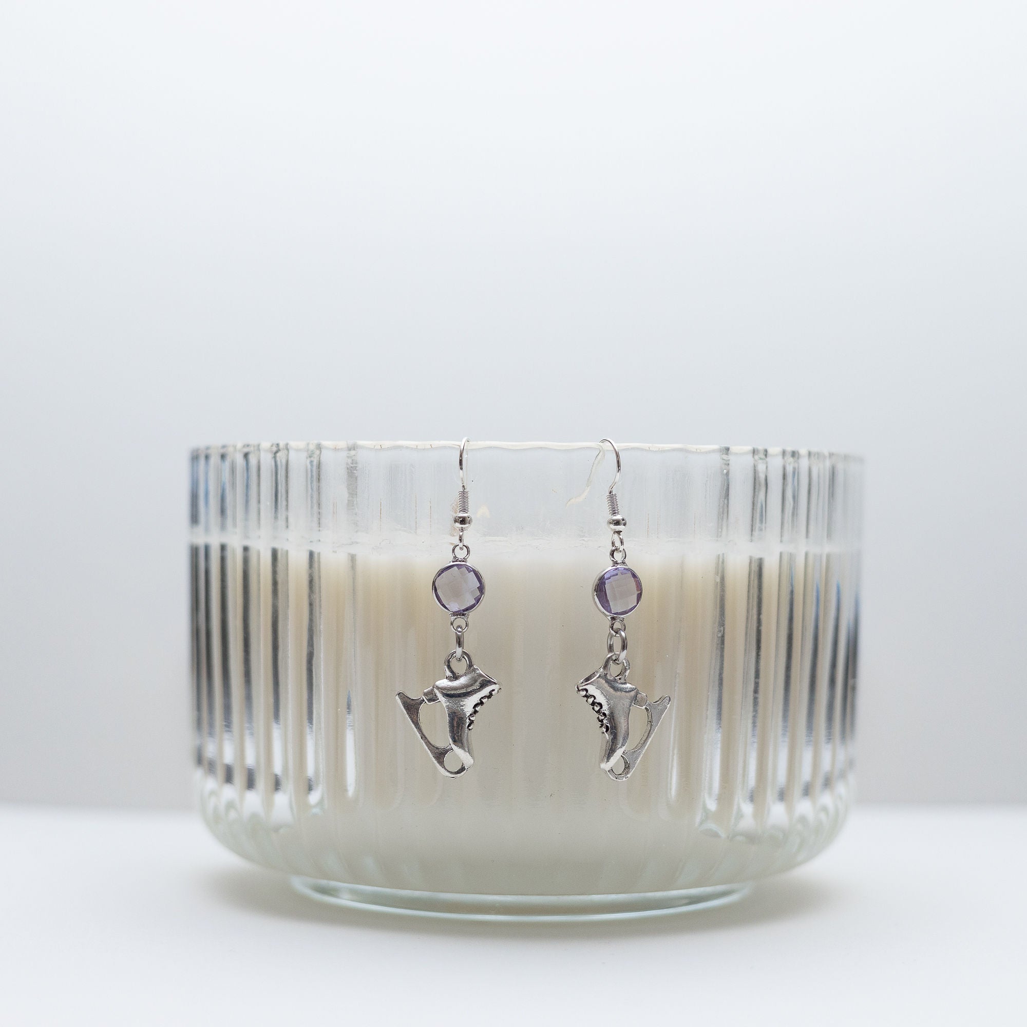 Personalised Ice Skate Birthstone Charm Earrings