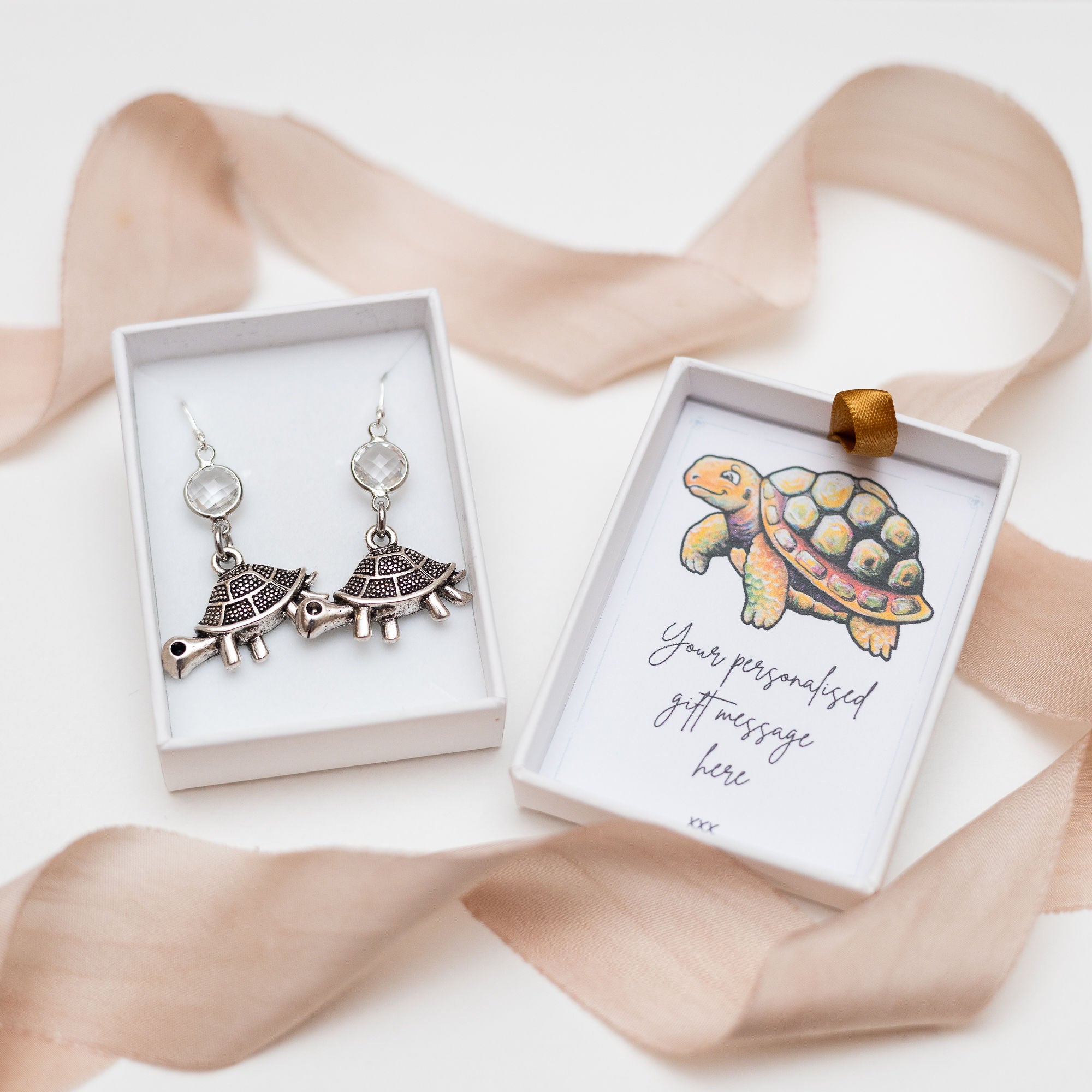 Personalised Tortoise Birthstone Charm Earrings