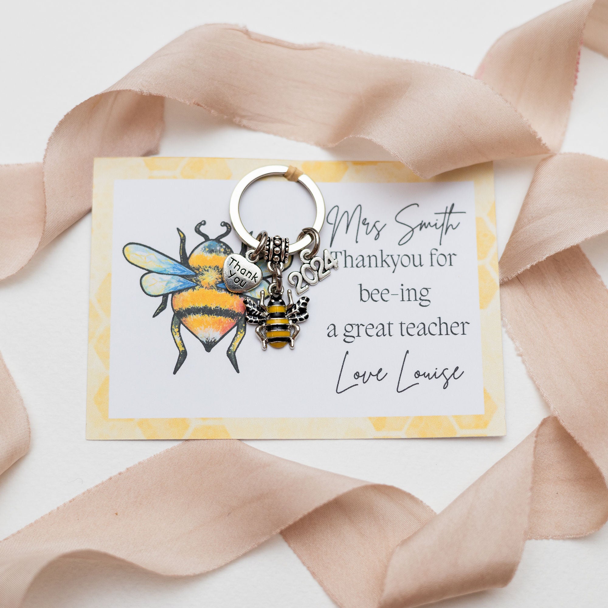 Teacher Bee Keyring Gift - 2025 teachers gift Personalised