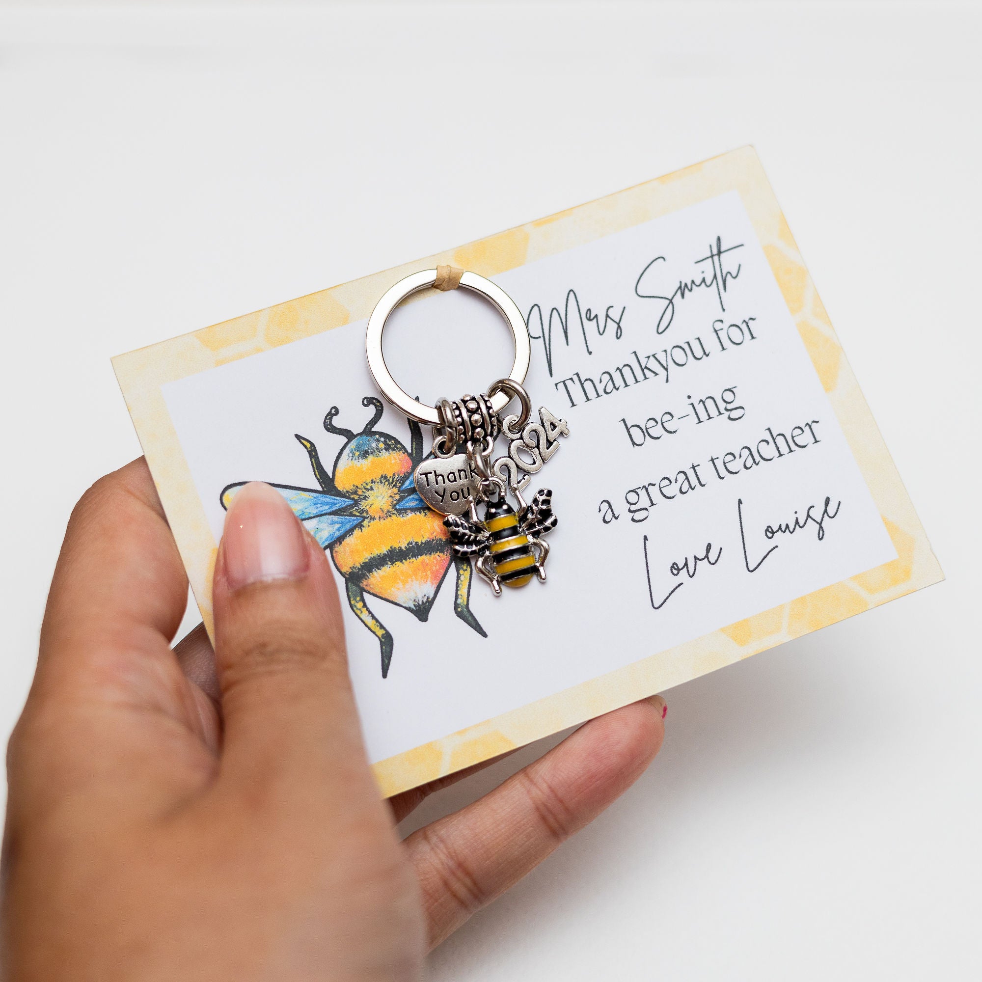 Teacher Bee Keyring Gift - 2025 teachers gift Personalised
