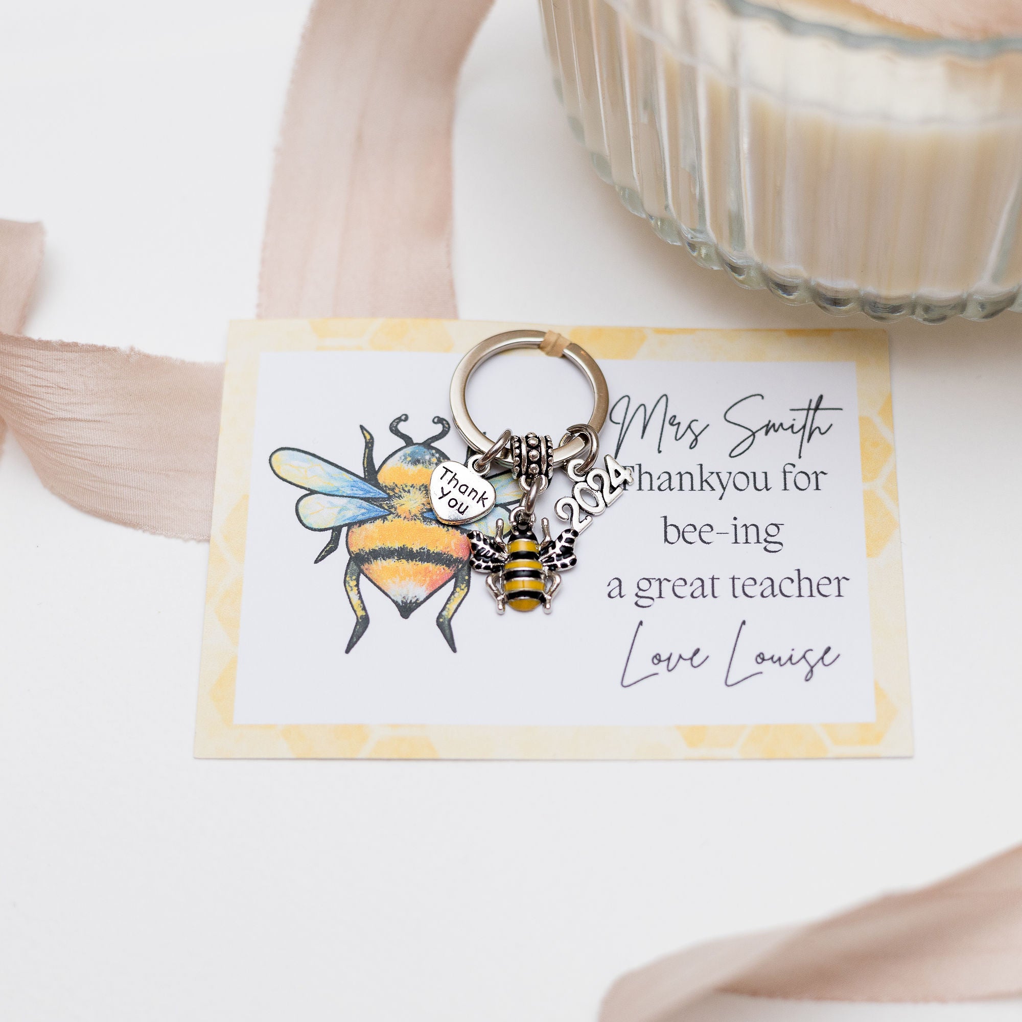 Teacher Bee Keyring Gift - 2025 teachers gift Personalised