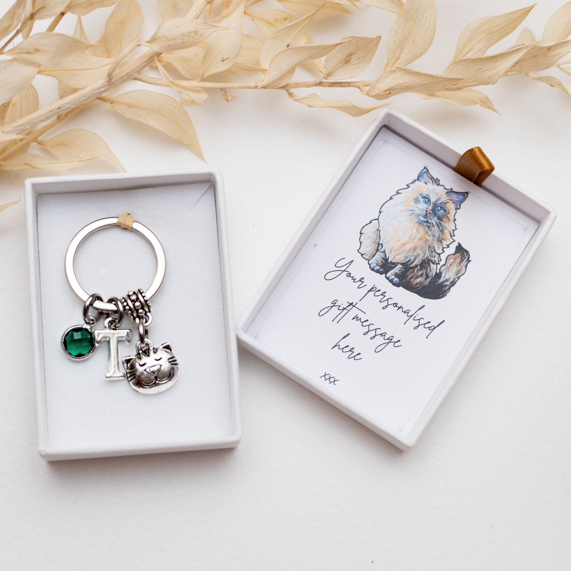 Personalised Cat Face Keyring