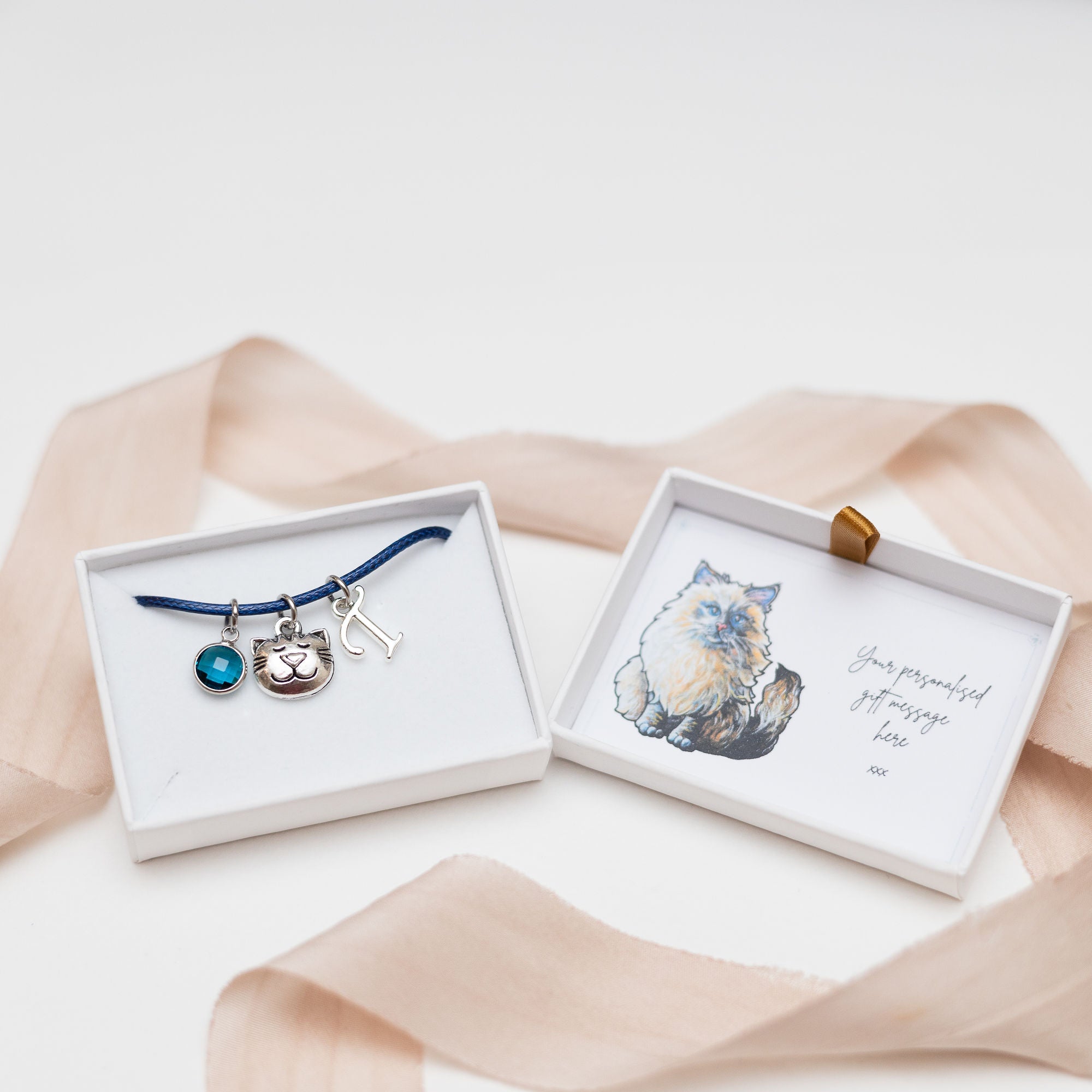 Personalised Cat Face Cord Bracelet