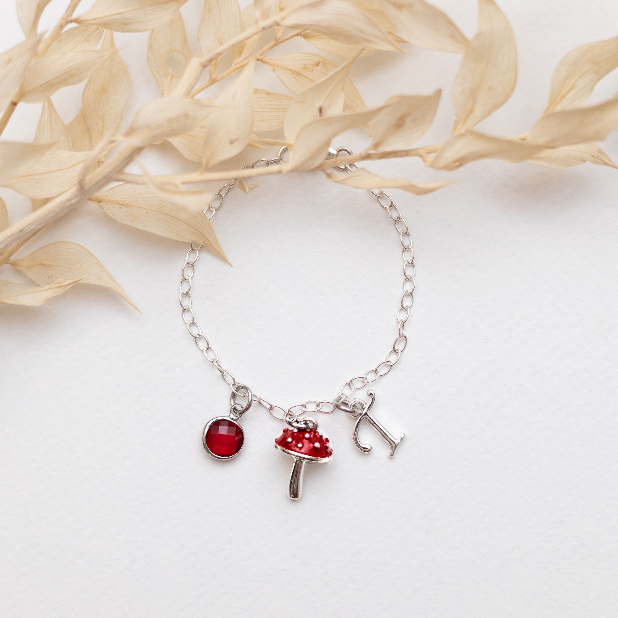 Personalised Red Toadstool Bracelet