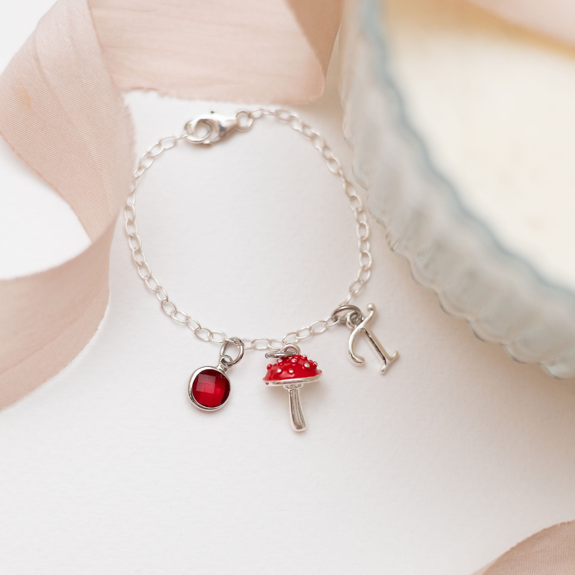 Personalised Red Toadstool Bracelet