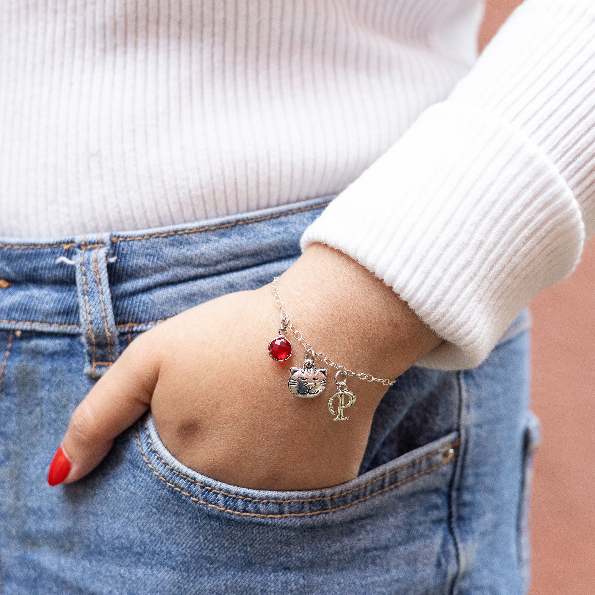 Personalised Cat Face Bracelet