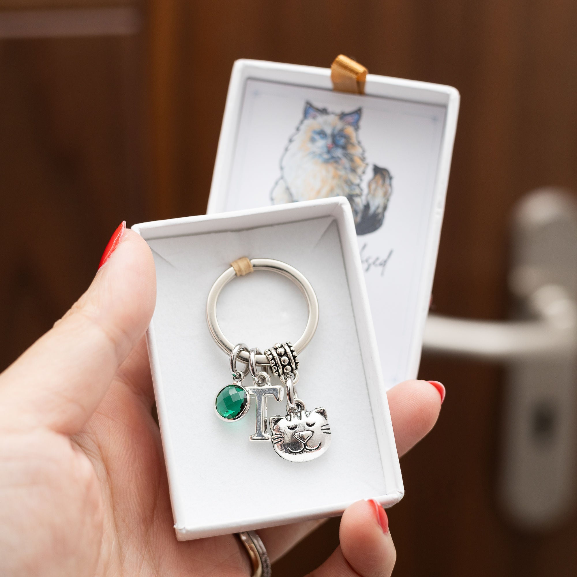 Personalised Cat Face Keyring