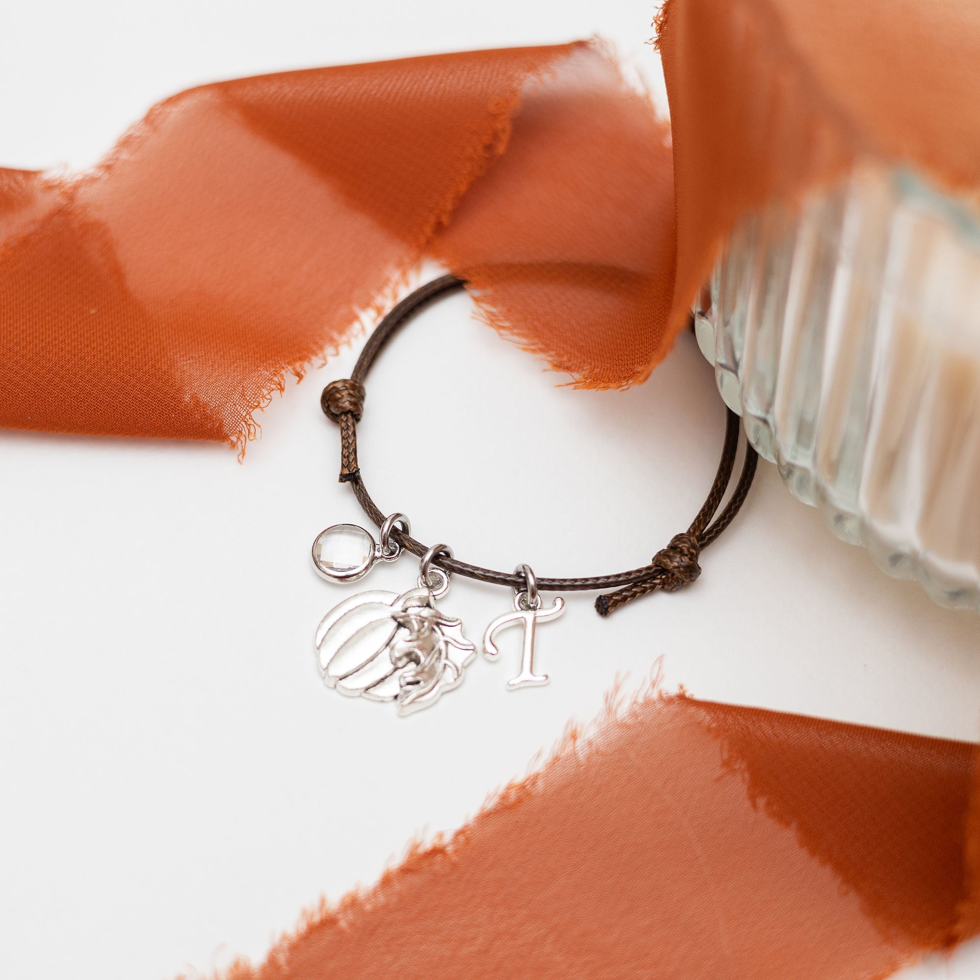 Personalised Pumpkin Coffee Cord Bracelet