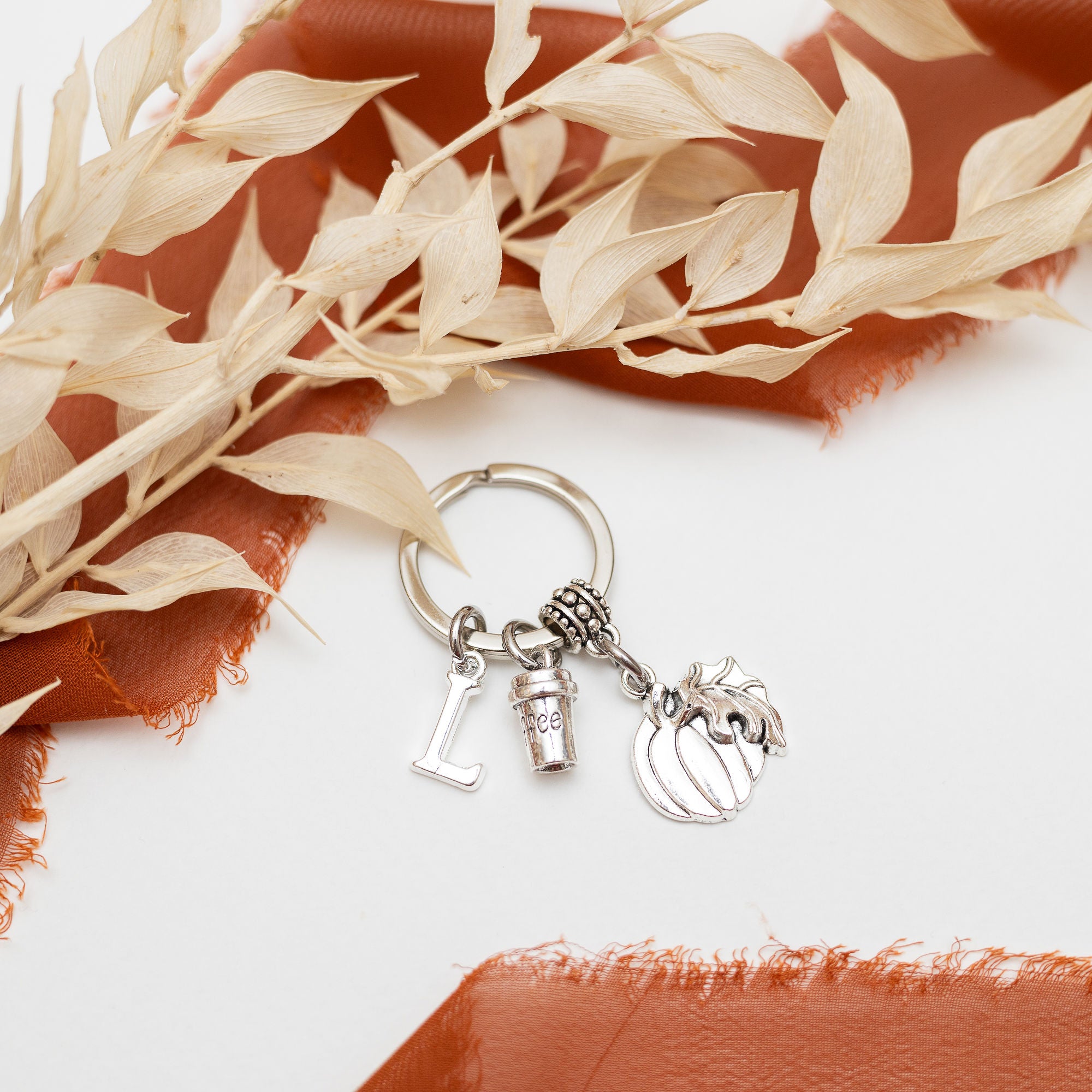 Personalised Pumpkin Coffee Keyring