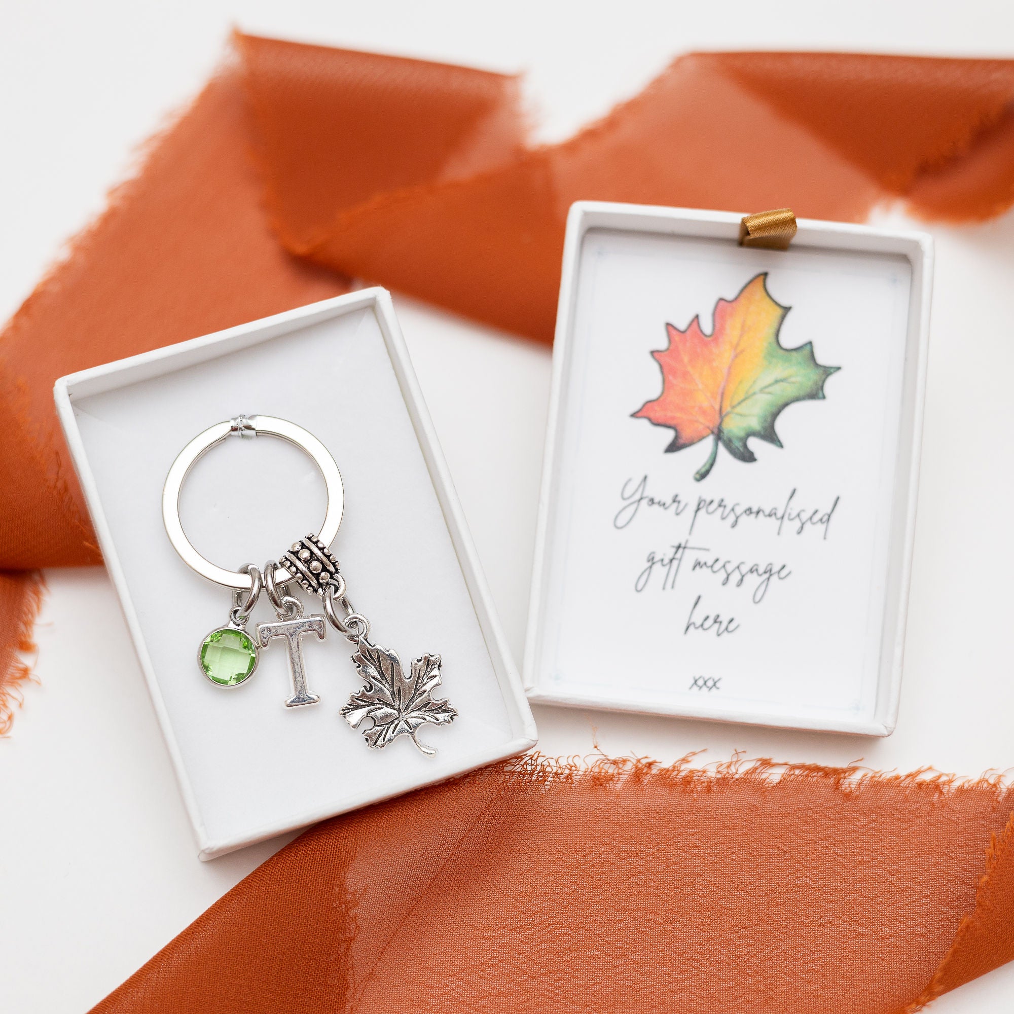 Personalised Maple Leaf Keyring