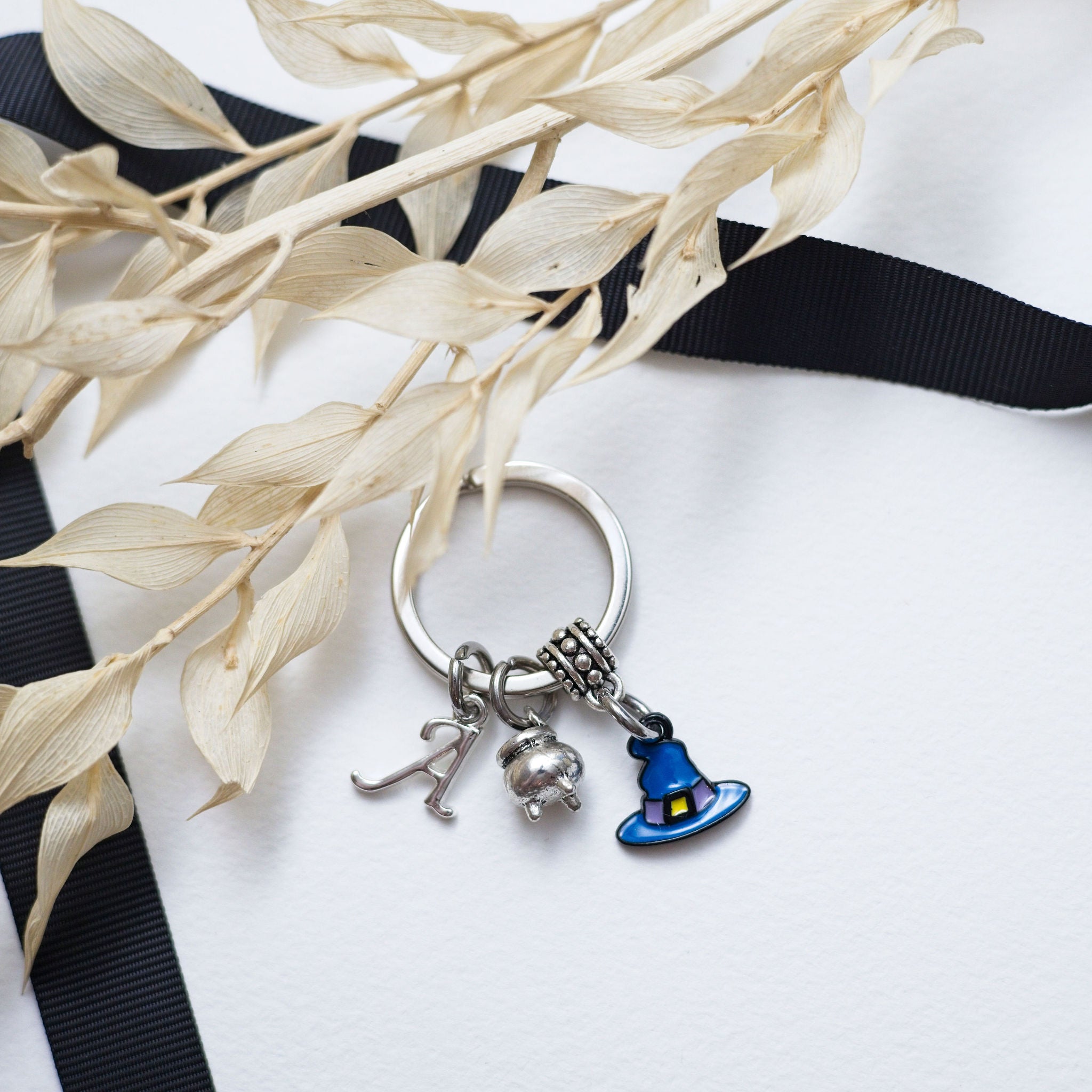 Personalised Witch Hat Cauldron Keyring