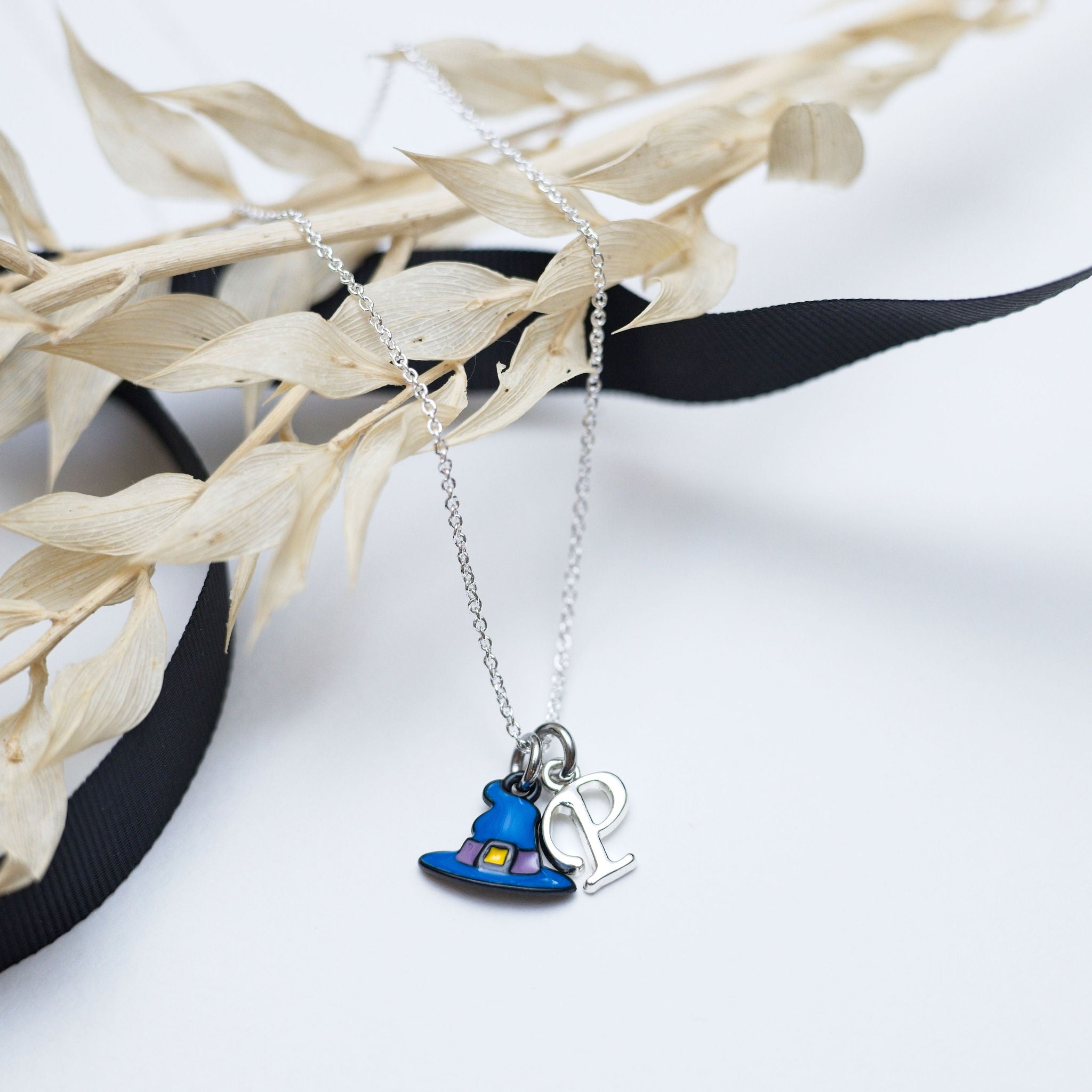 Personalised Enamel Witch Hat Necklace