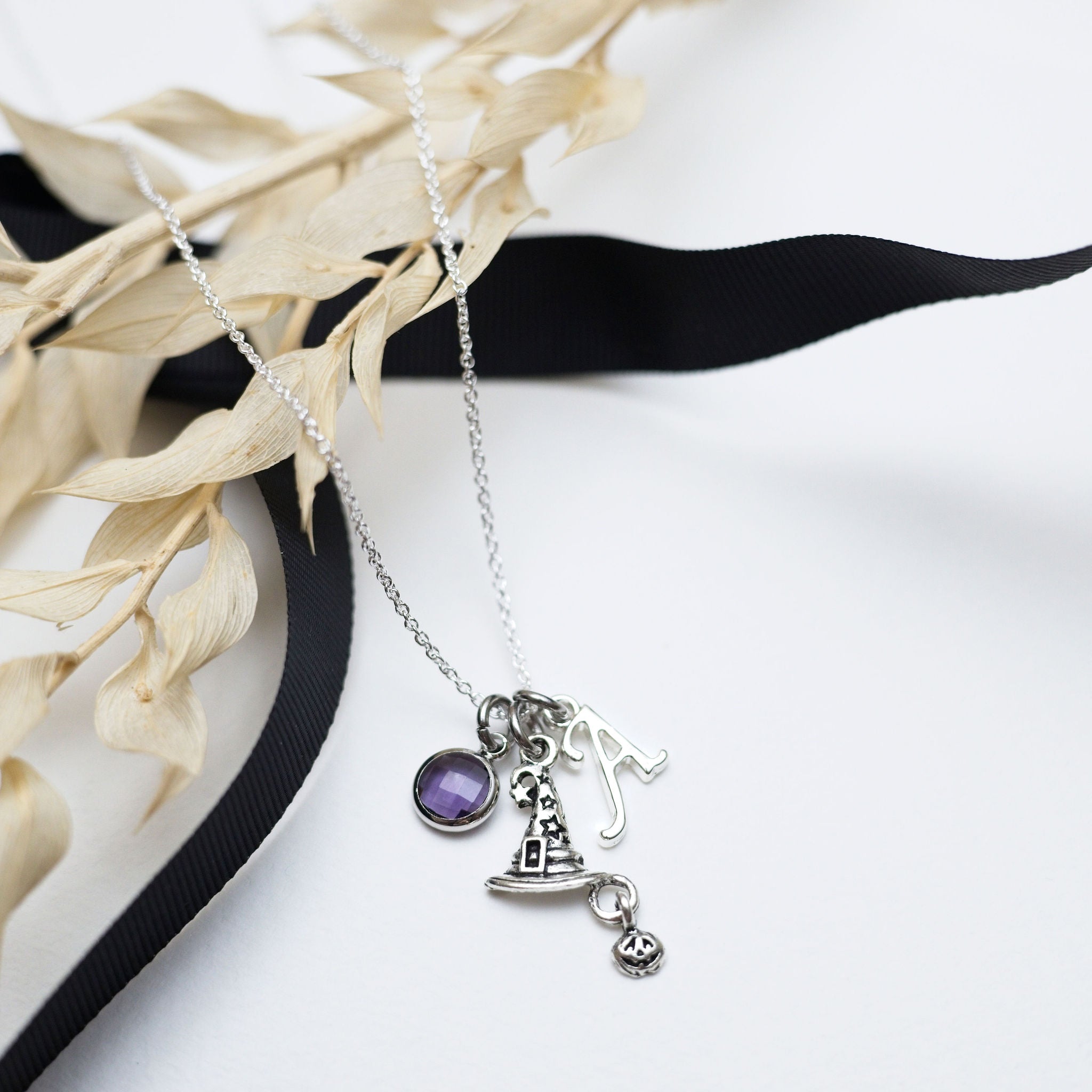 Personalised Witch Hat with Pumpkin Necklace