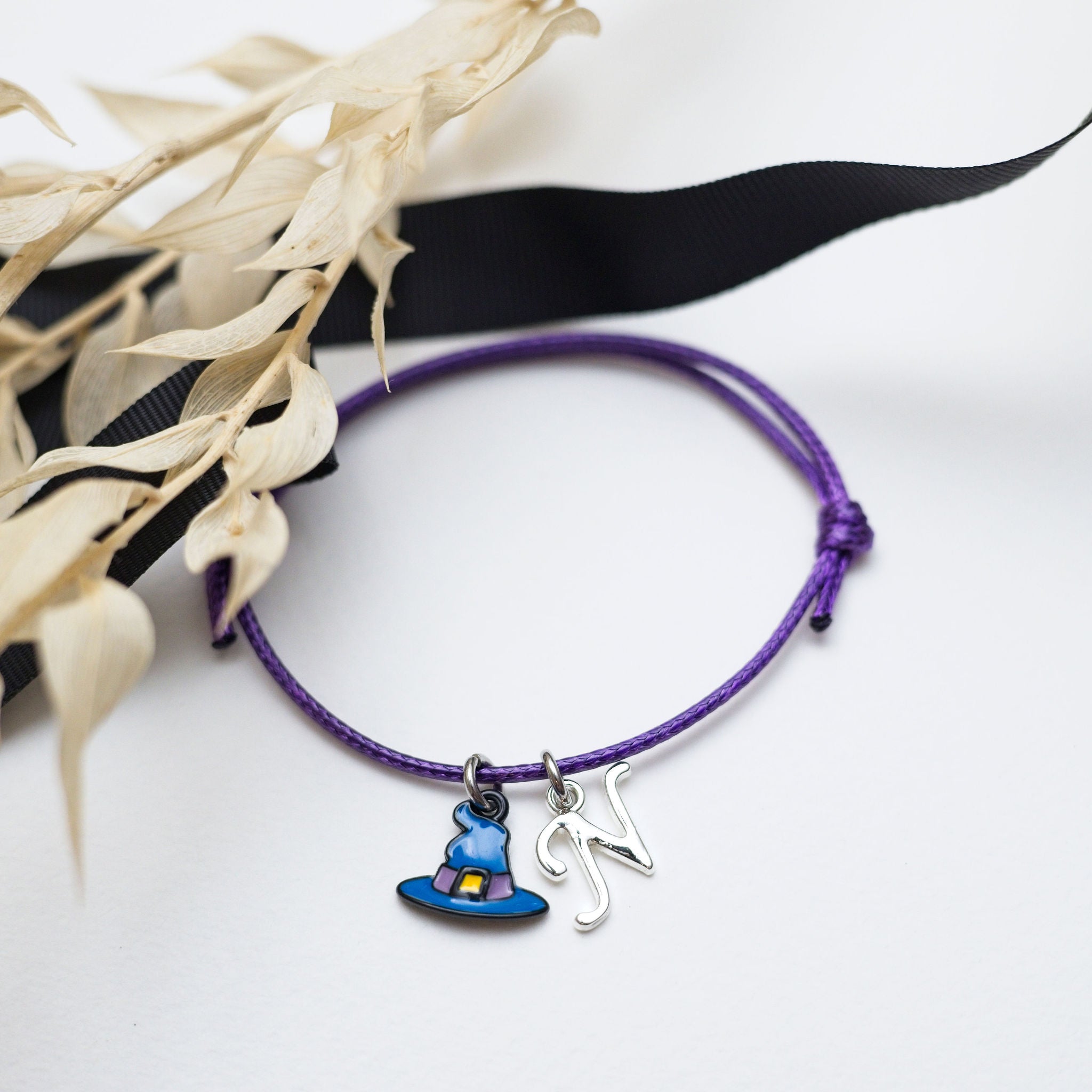 Personalised Witch Hat Cord Bracelet
