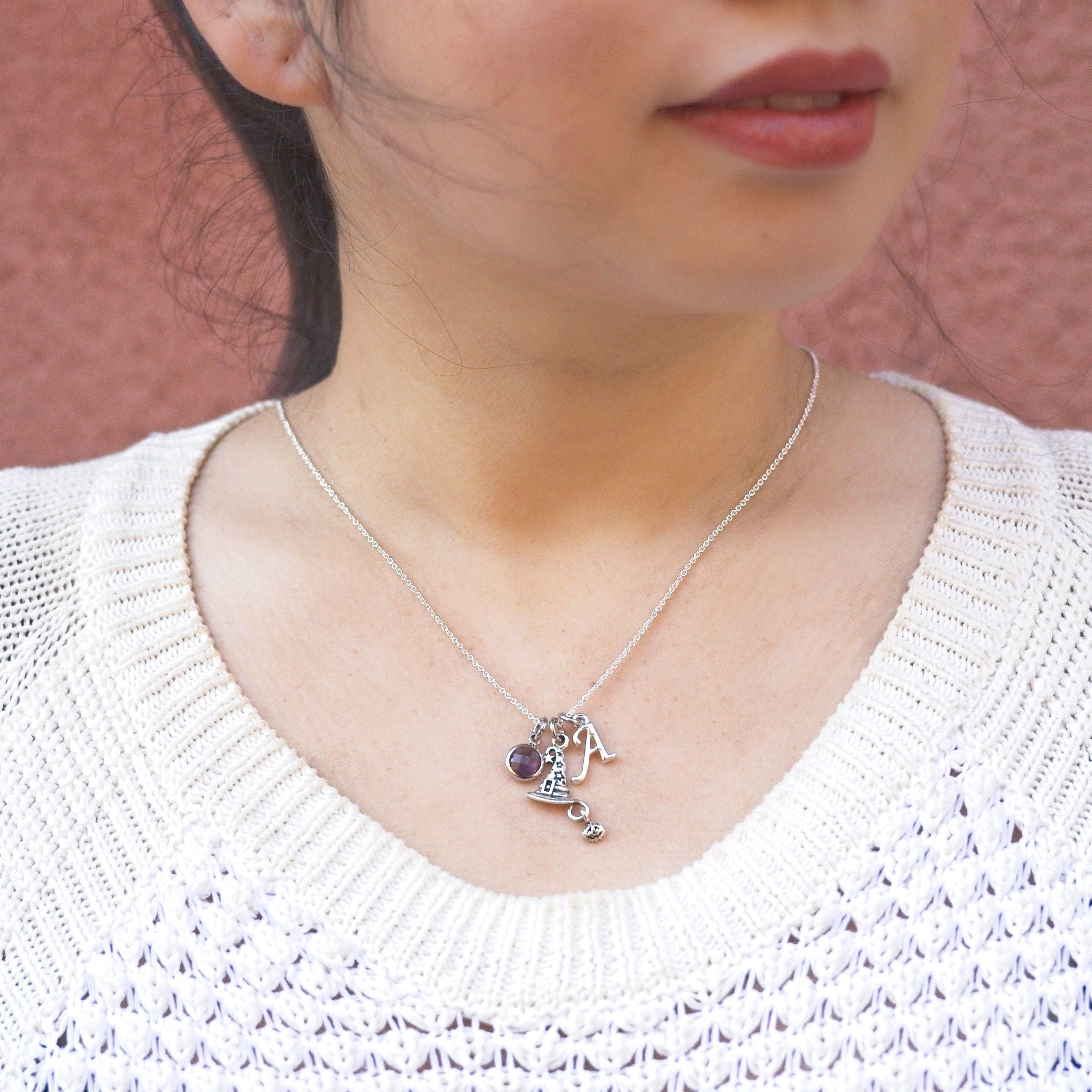 Personalised Witch Hat with Pumpkin Necklace