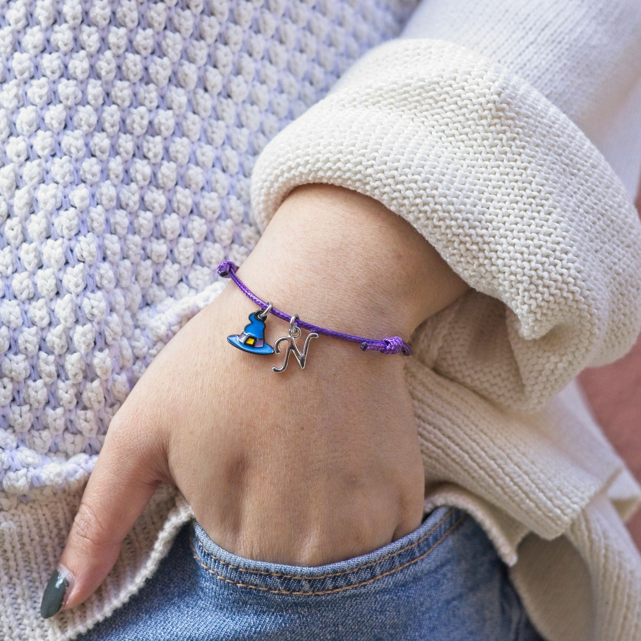 Personalised Witch Hat Cord Bracelet