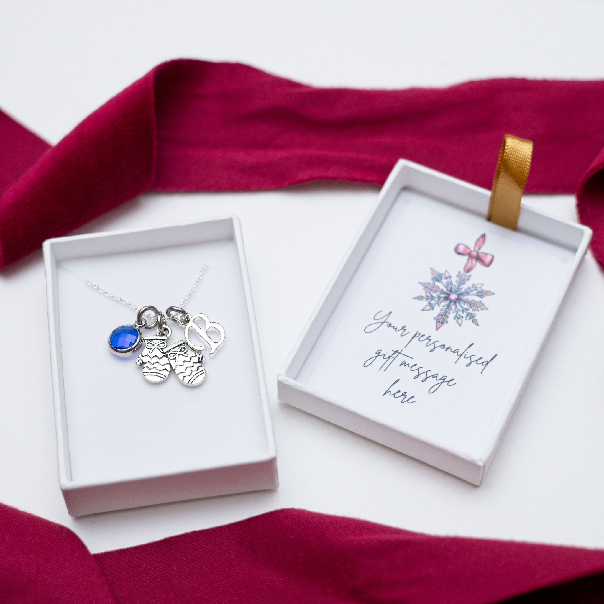 Personalised Winter Mittens Necklace