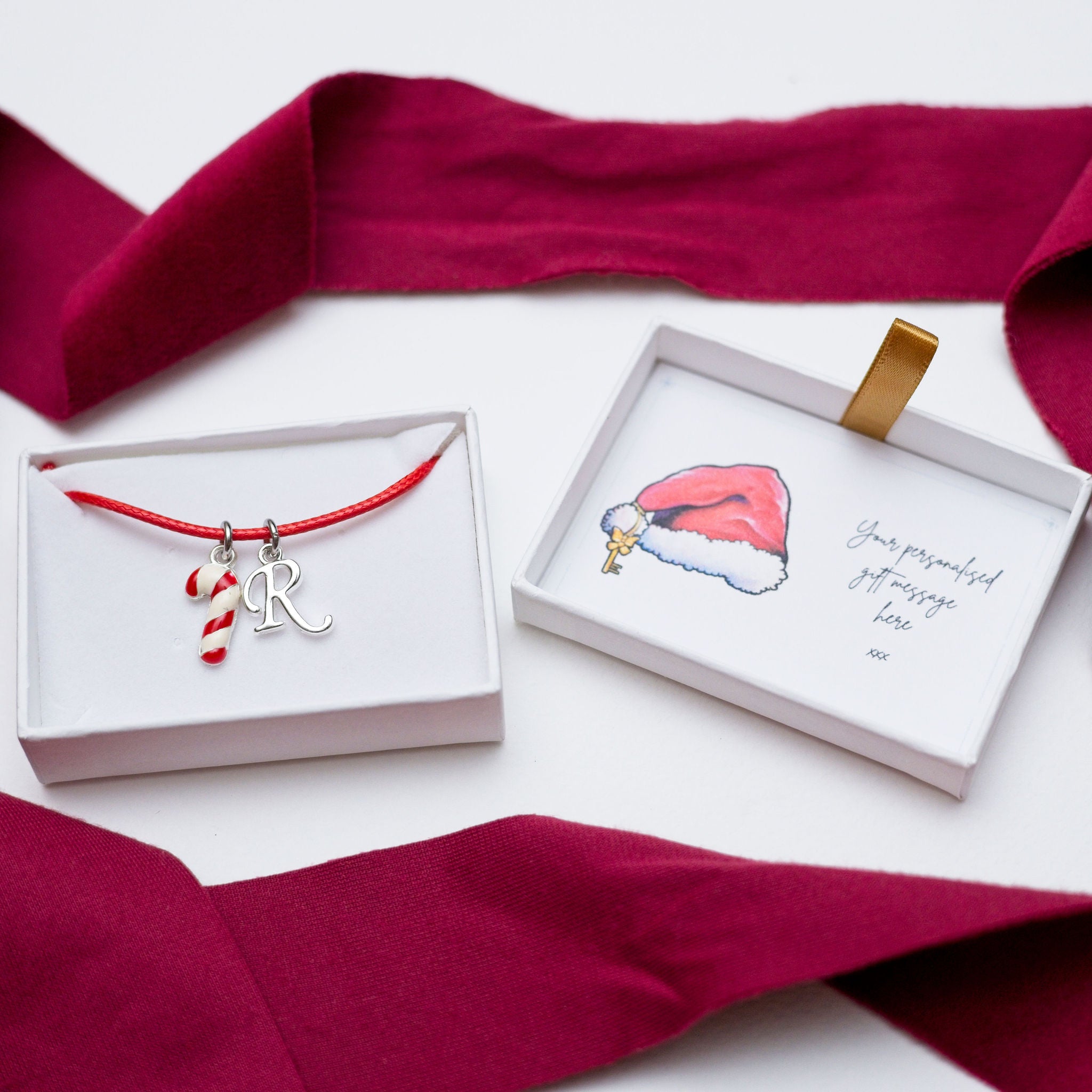 Personalised Candy Cane Cord Bracelet