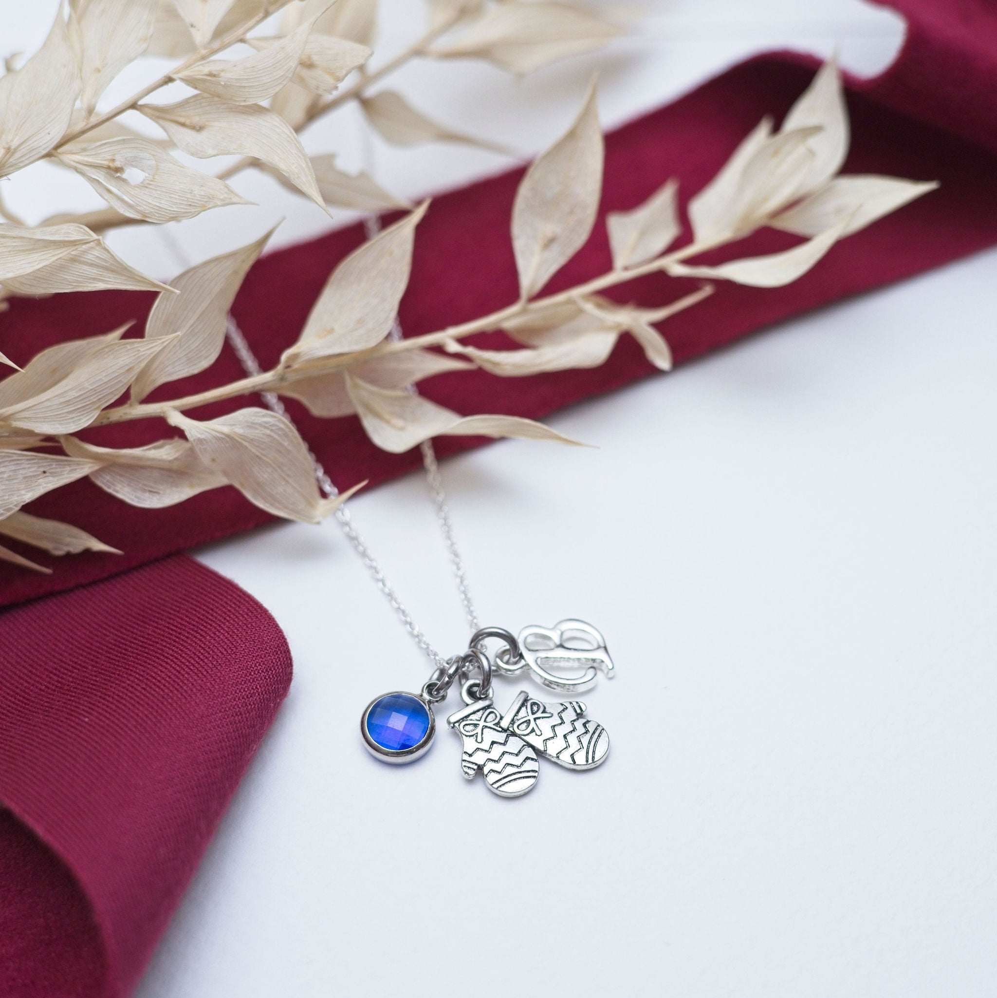 Personalised Winter Mittens Necklace