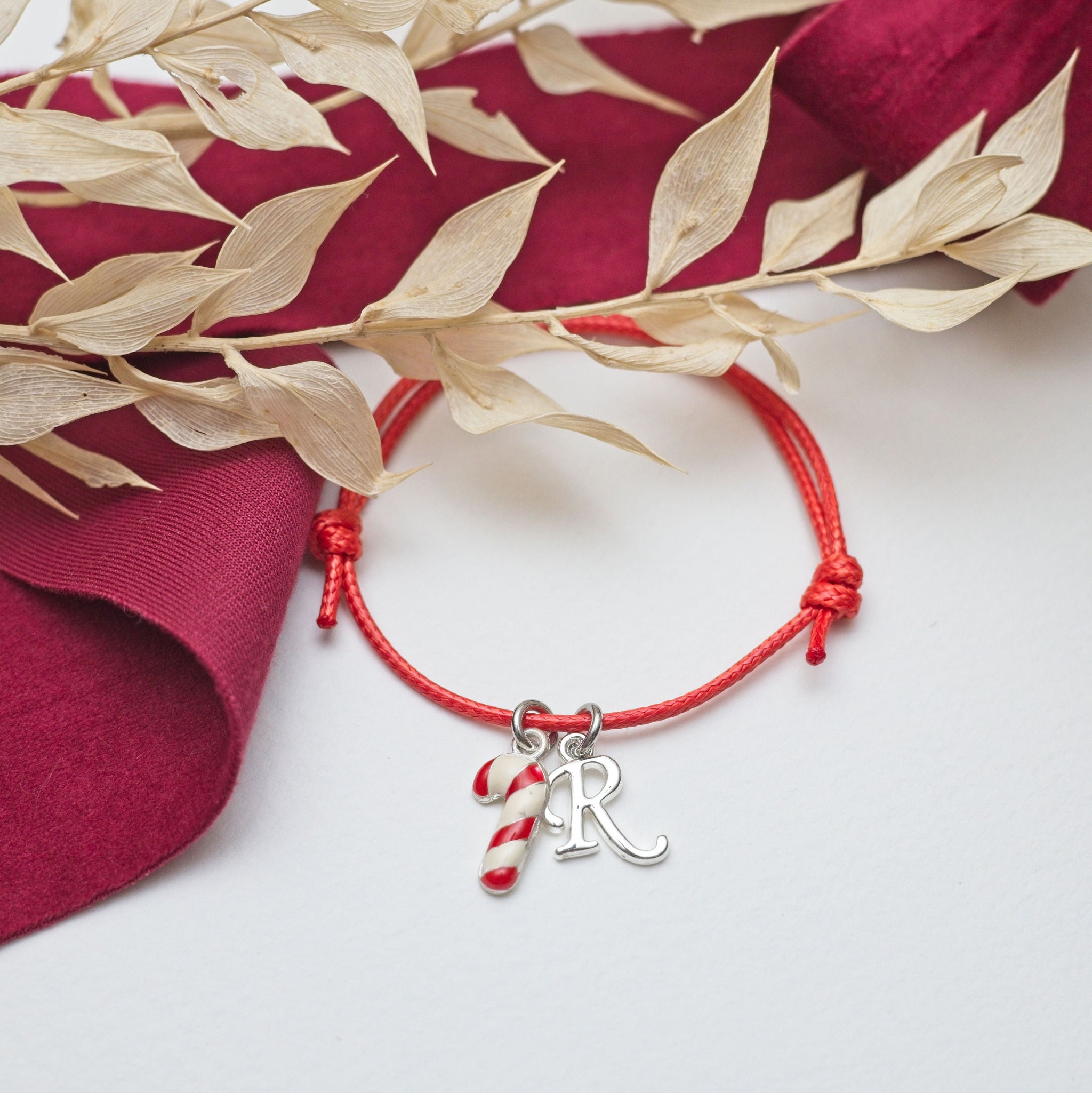Personalised Candy Cane Cord Bracelet