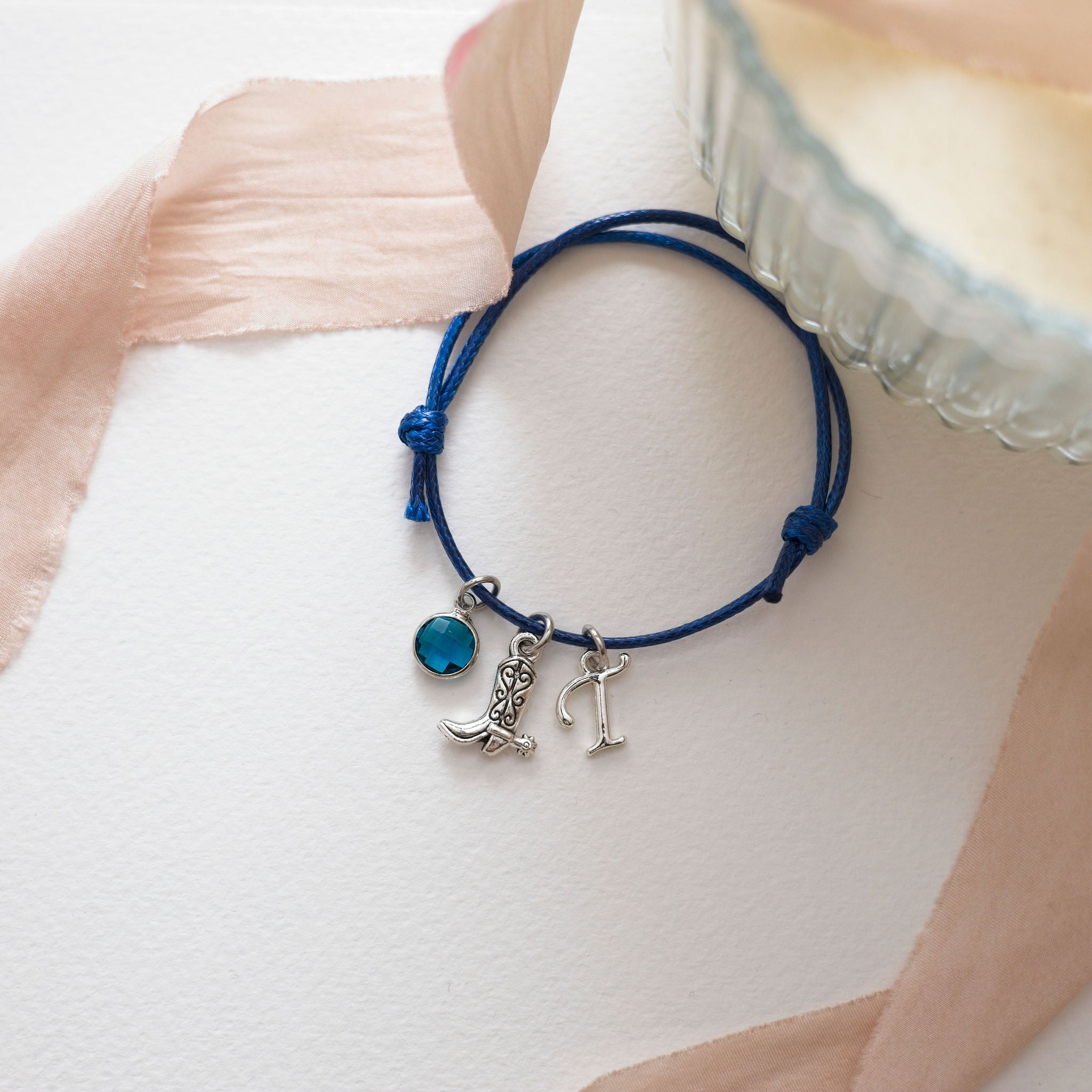 Personalised Cowgirl Boot Cord Bracelet