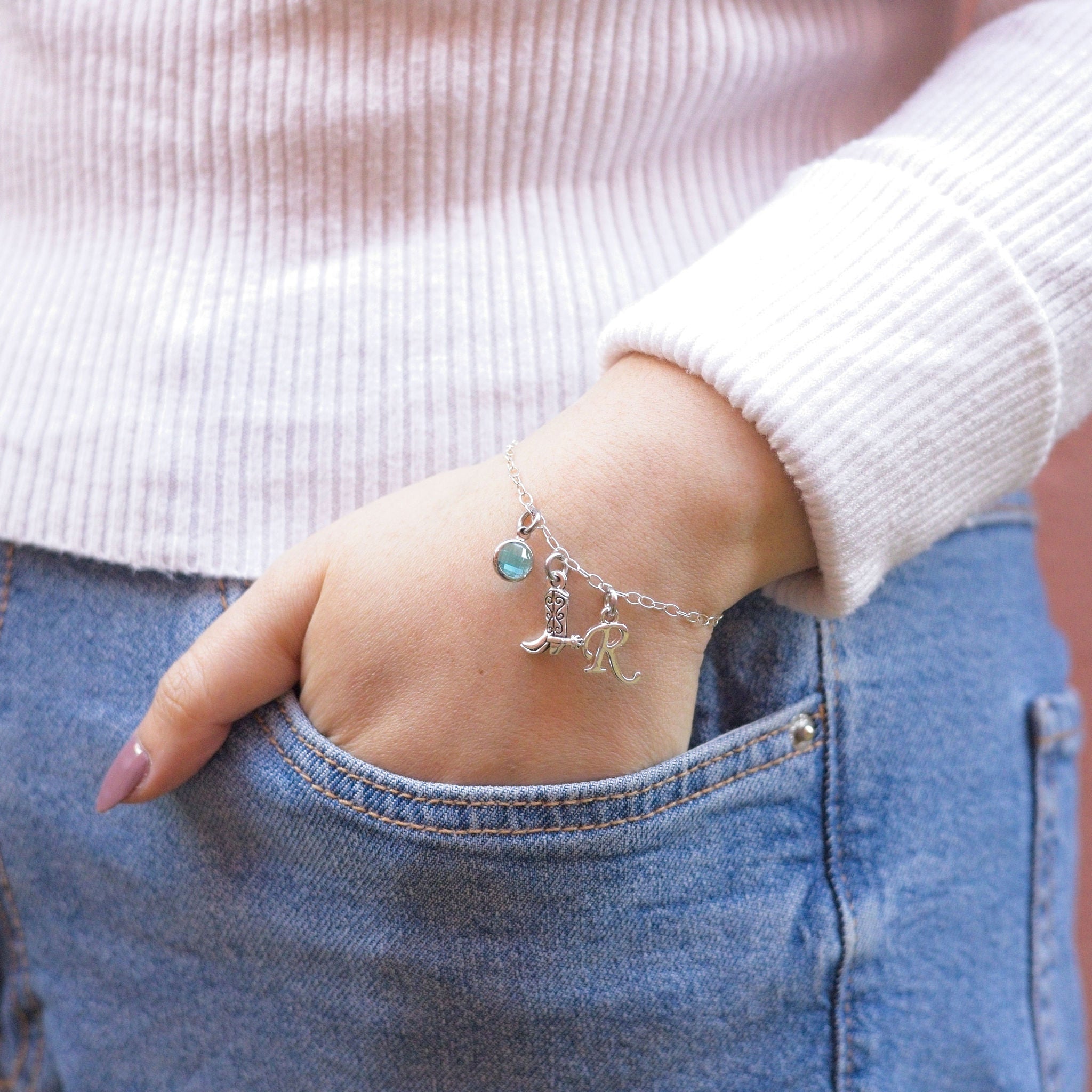 Personalised Cowgirl Boot Bracelet