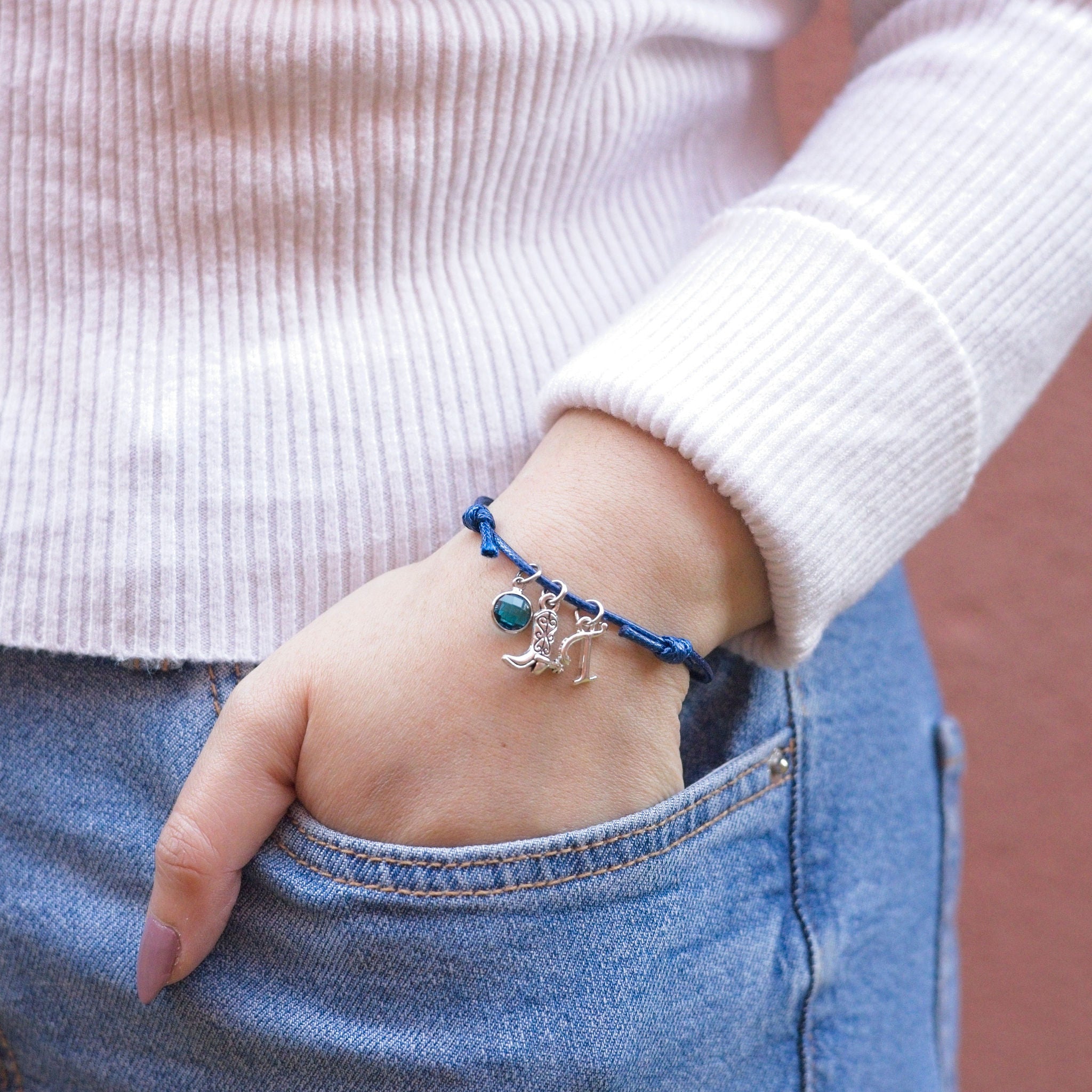 Personalised Cowgirl Boot Cord Bracelet