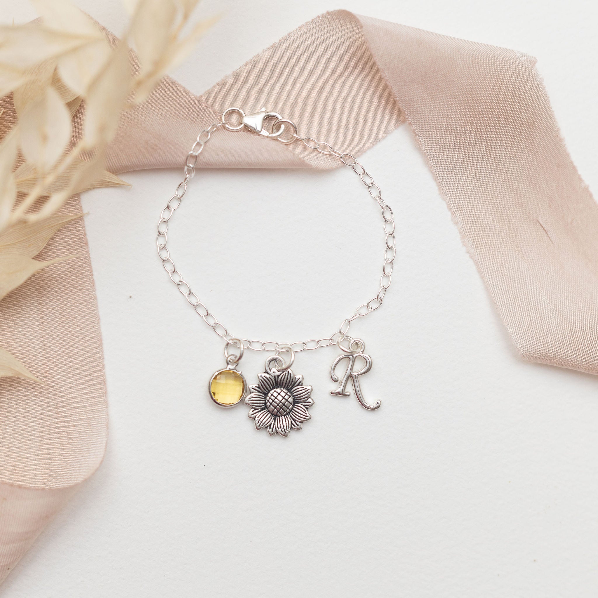 Personalised Sunflower Bracelet