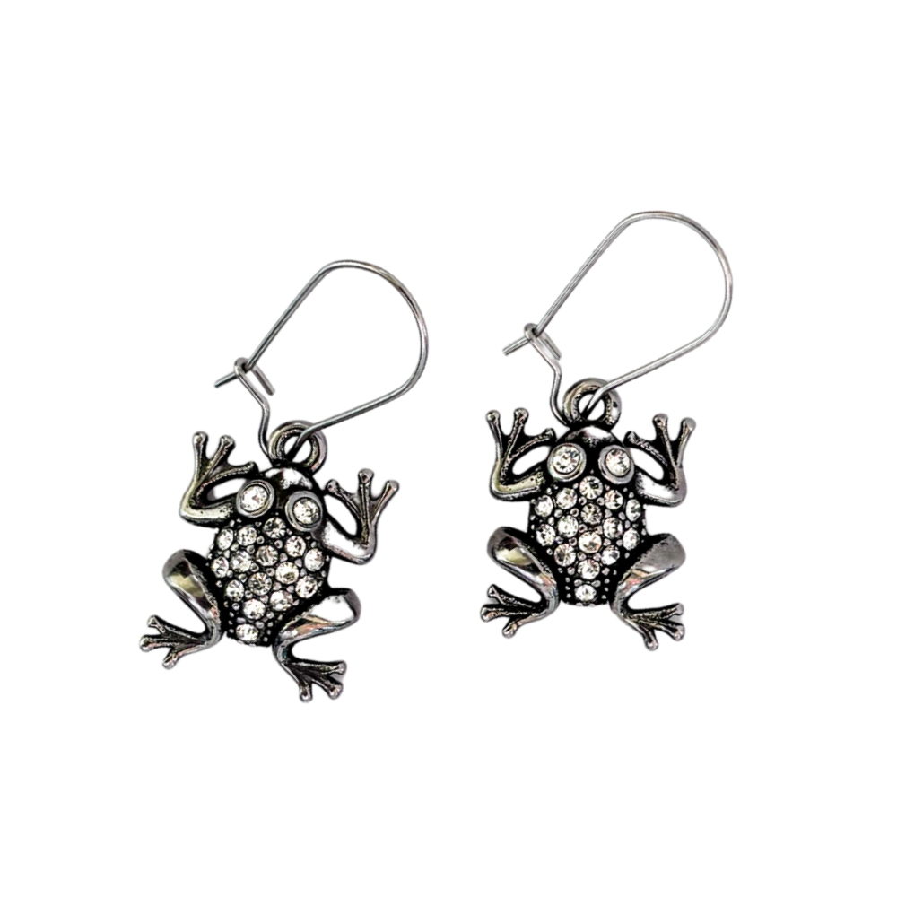 Halloween Rhinestone Toad Earring, Spooky Cute Jewellery