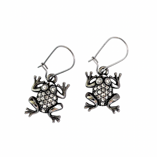 Halloween Rhinestone Toad Earring, Spooky Cute Jewellery