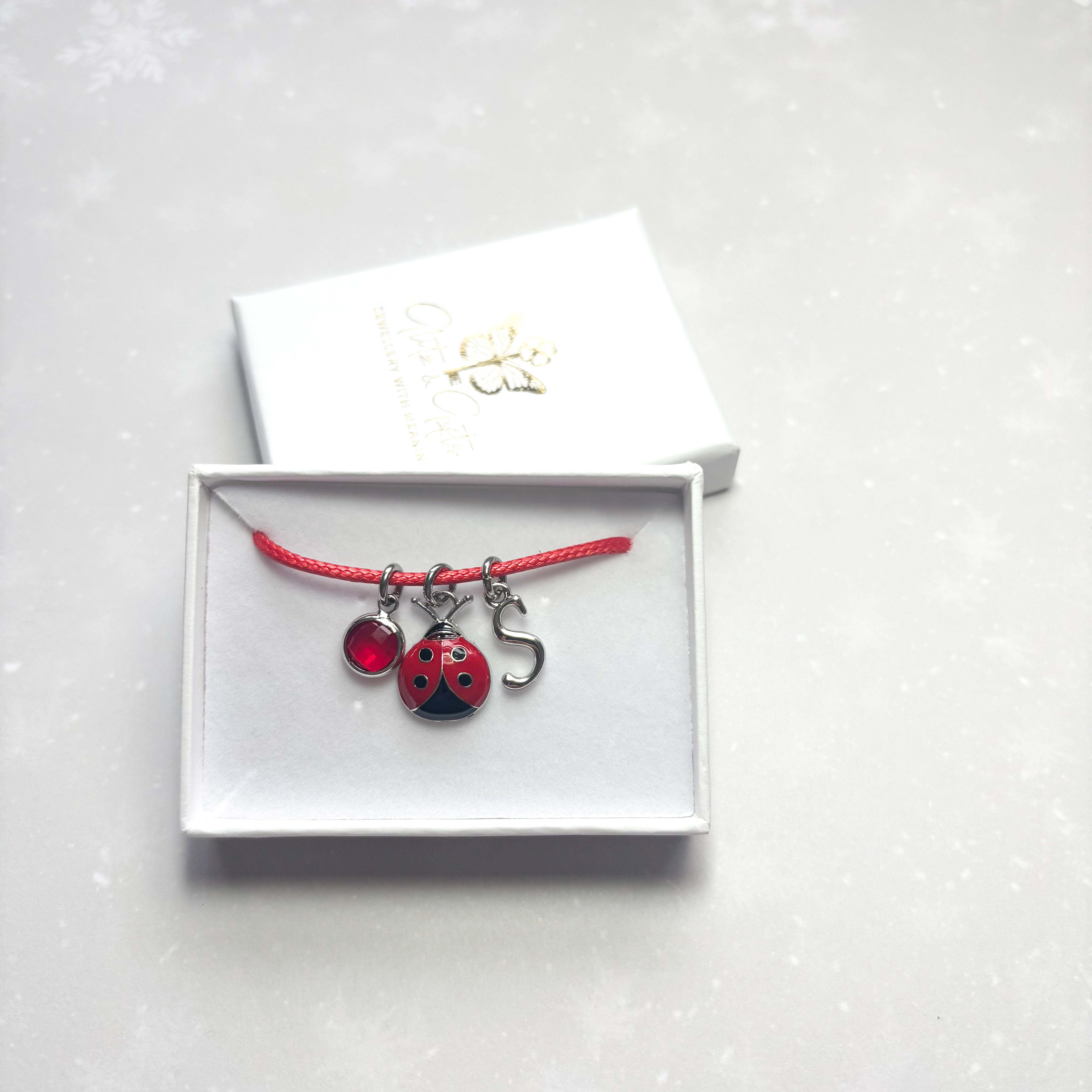 Personalised Red Ladybird Cord Bracelet