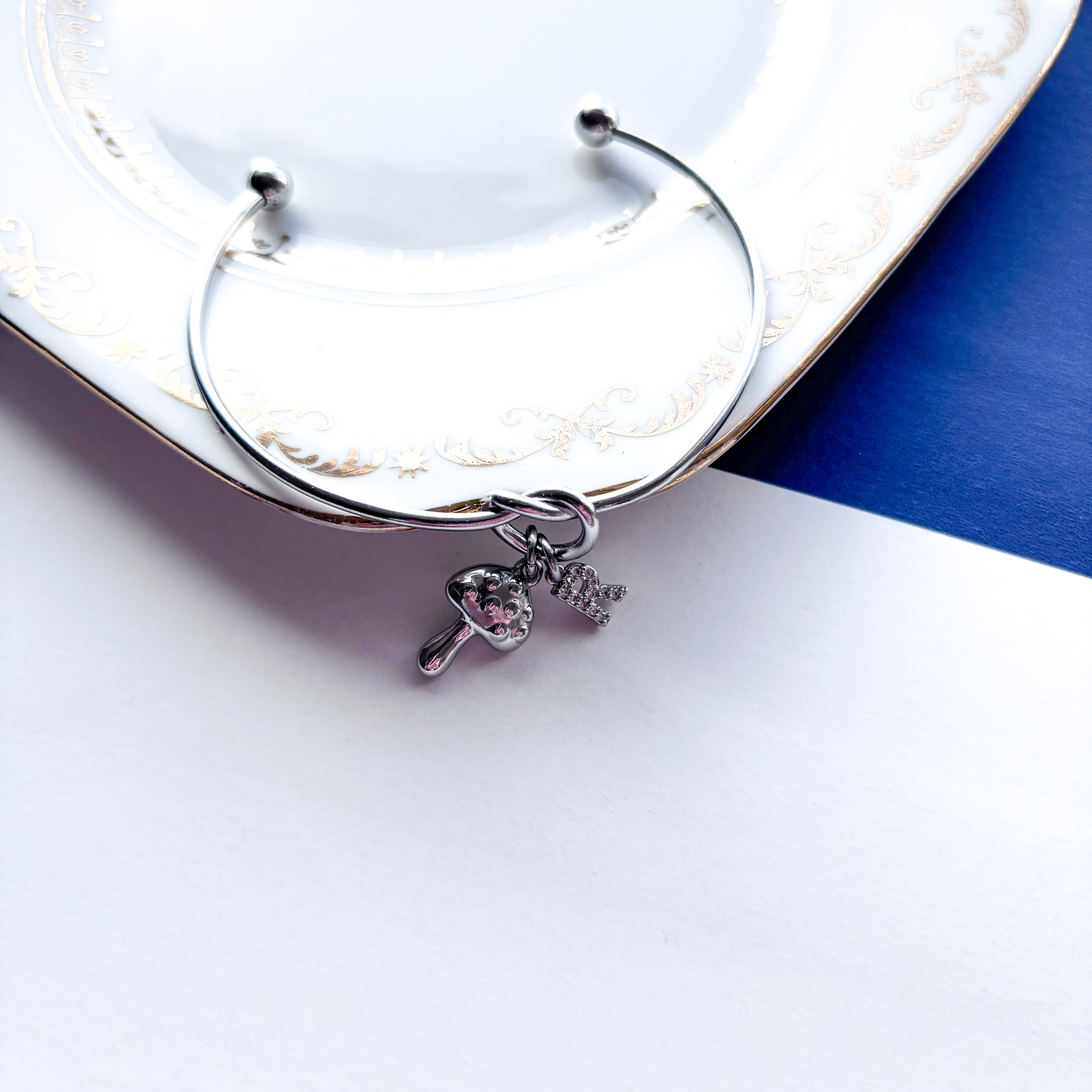 Personalised Mushroom Bracelet – Toadstool Initial Charm Bangle