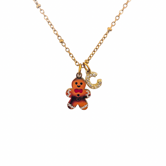 Personalised Festive Gingerbread Christmas Necklace