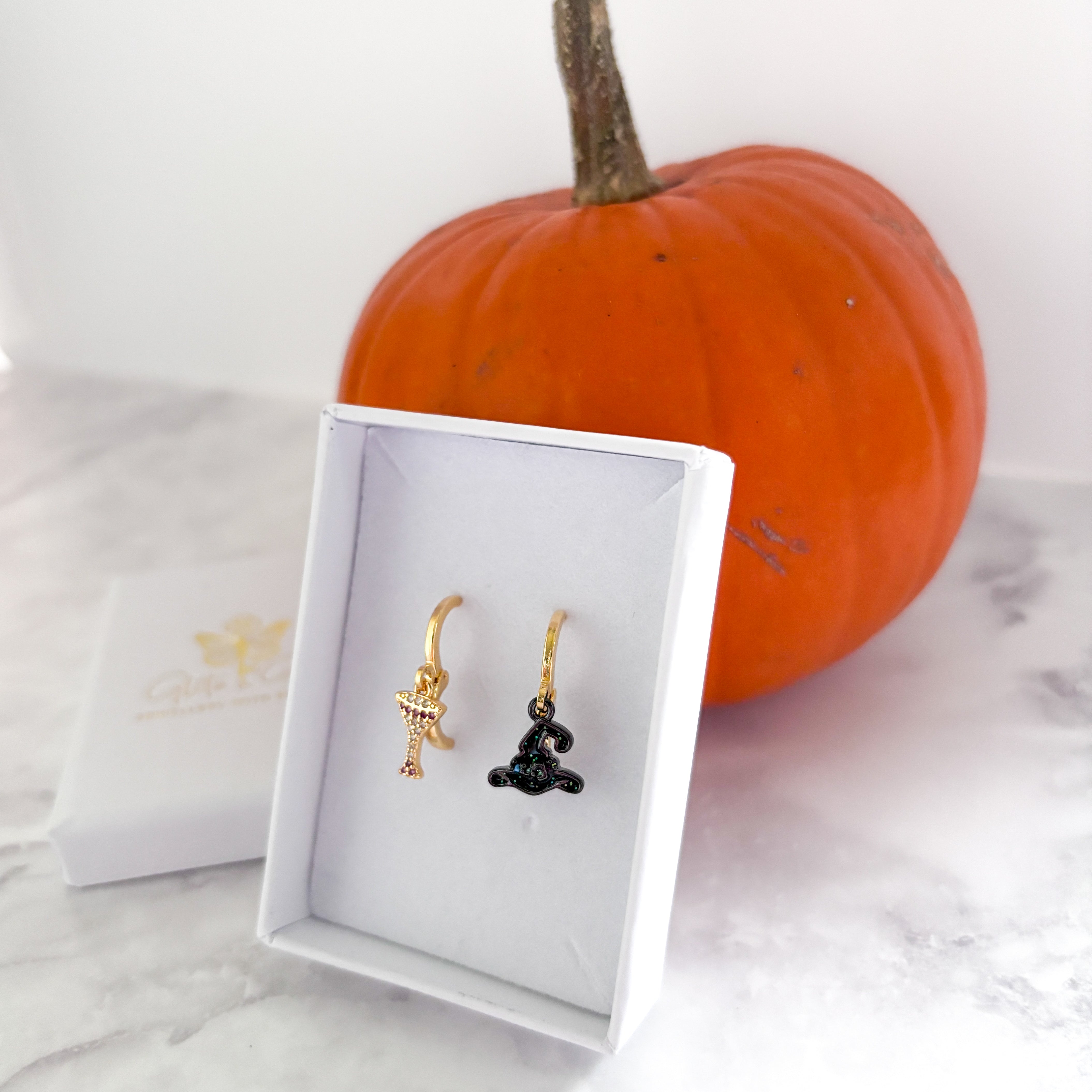 Mismatched Witch Hat & Margarita Glass Earrings