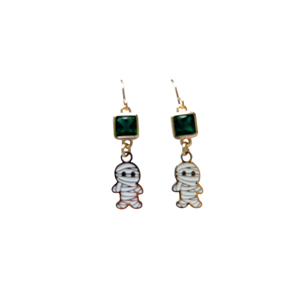 Halloween Mummy Earrings – Spooky Birthstone Jewellery