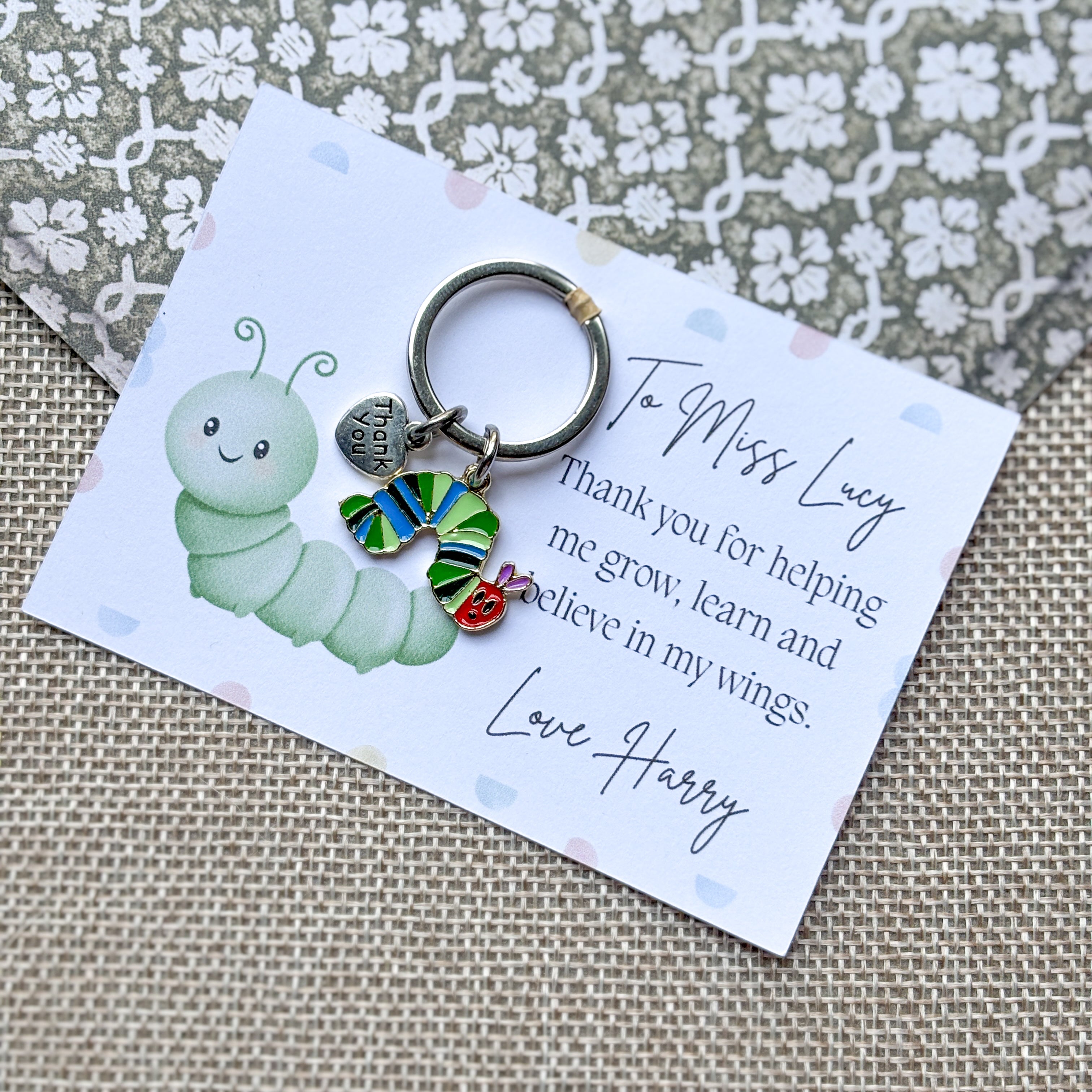 Caterpillar Keychain- Personalised Teacher Gifts