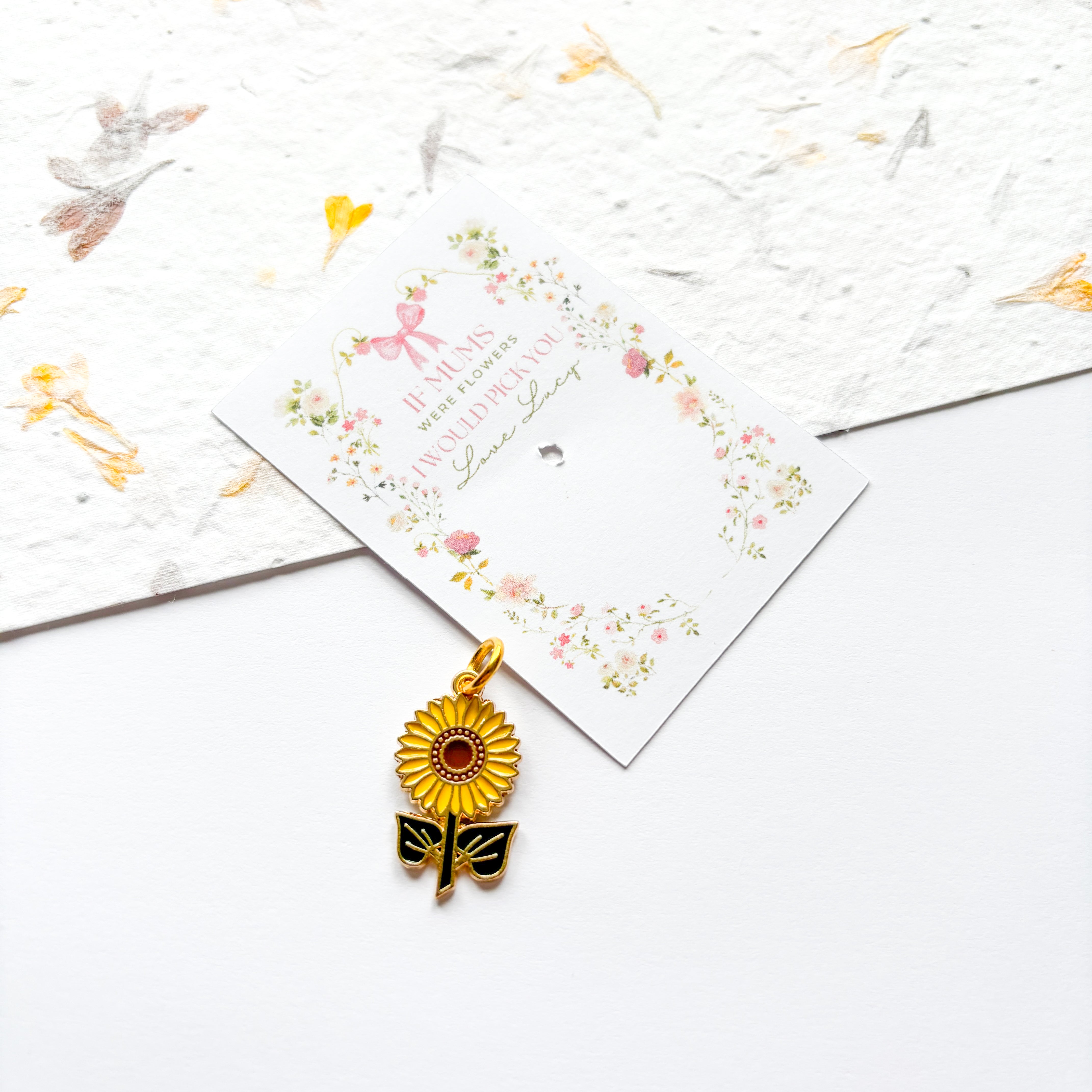 Sunflower Charm & Personalised Card