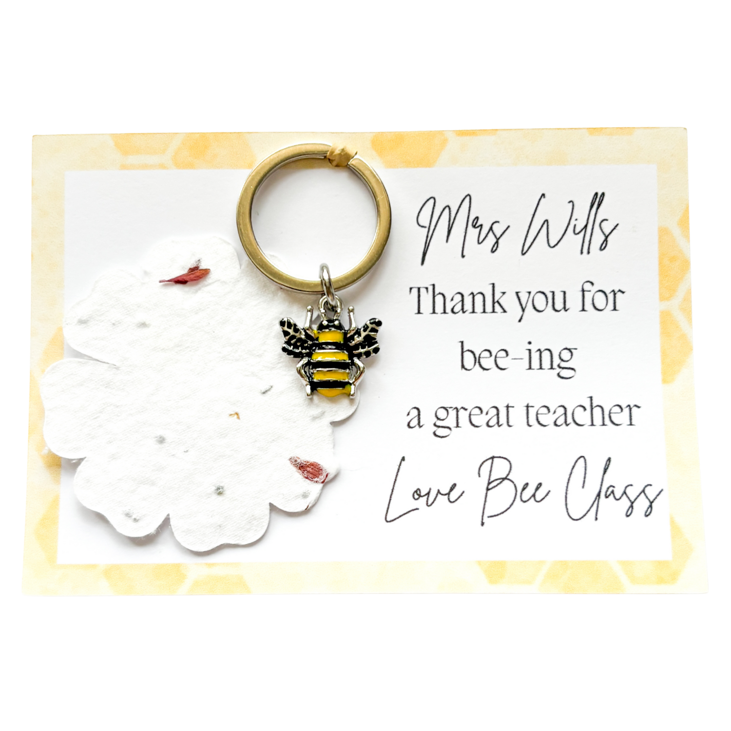 Wildflower Teacher Bee Gift Keyring - 2025 Teacher Gift Personalised