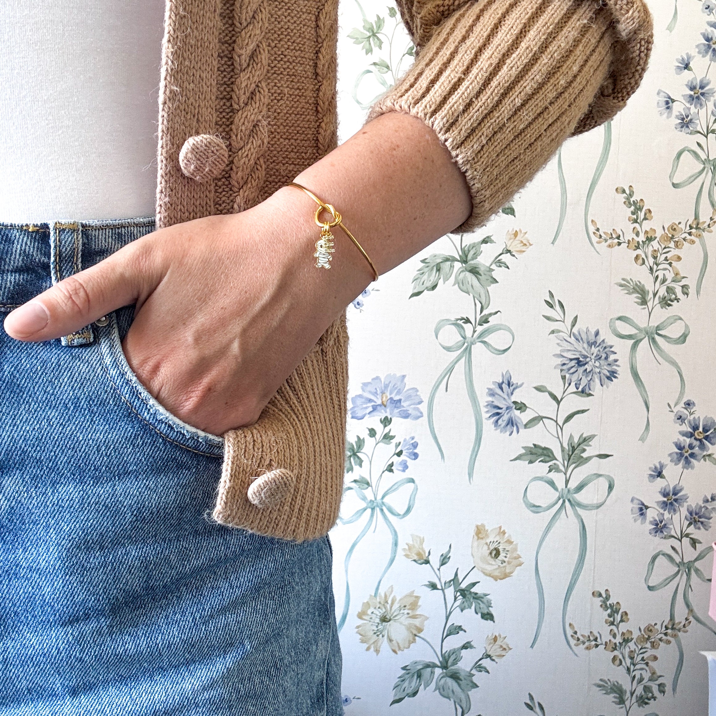 Mummy Halloween Bangle – Personalised Initial Bracelet