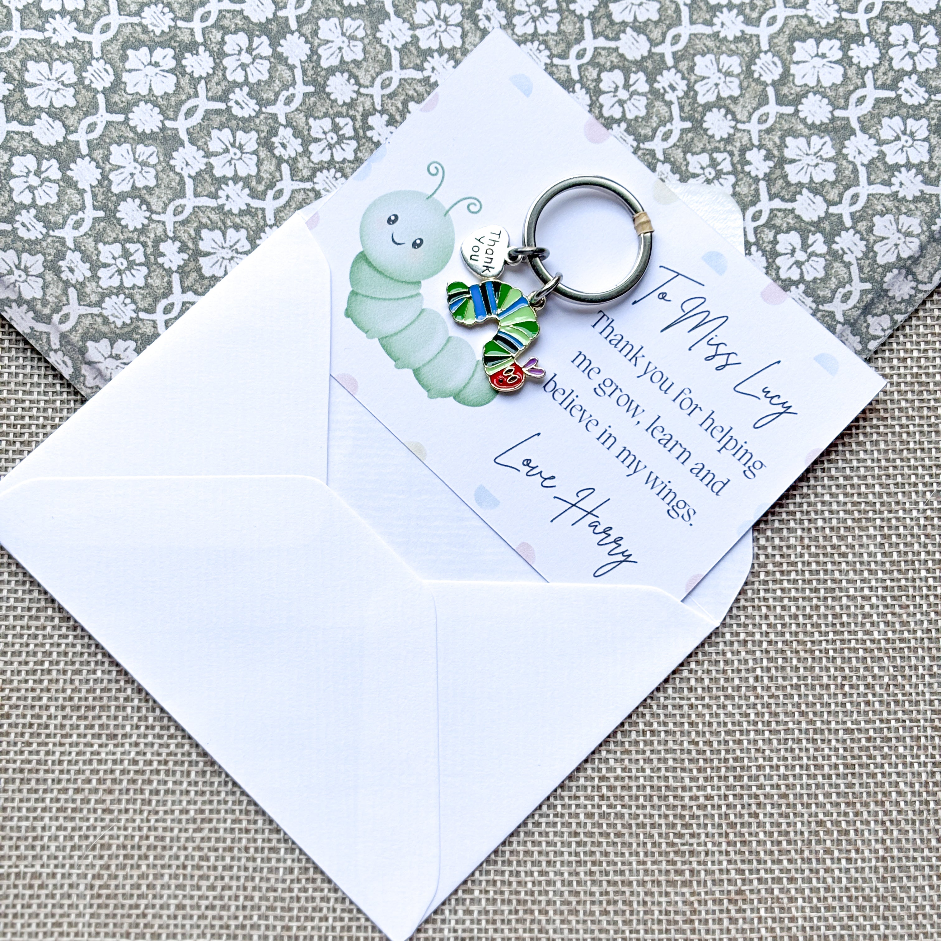 Caterpillar Keychain- Personalised Teacher Gifts