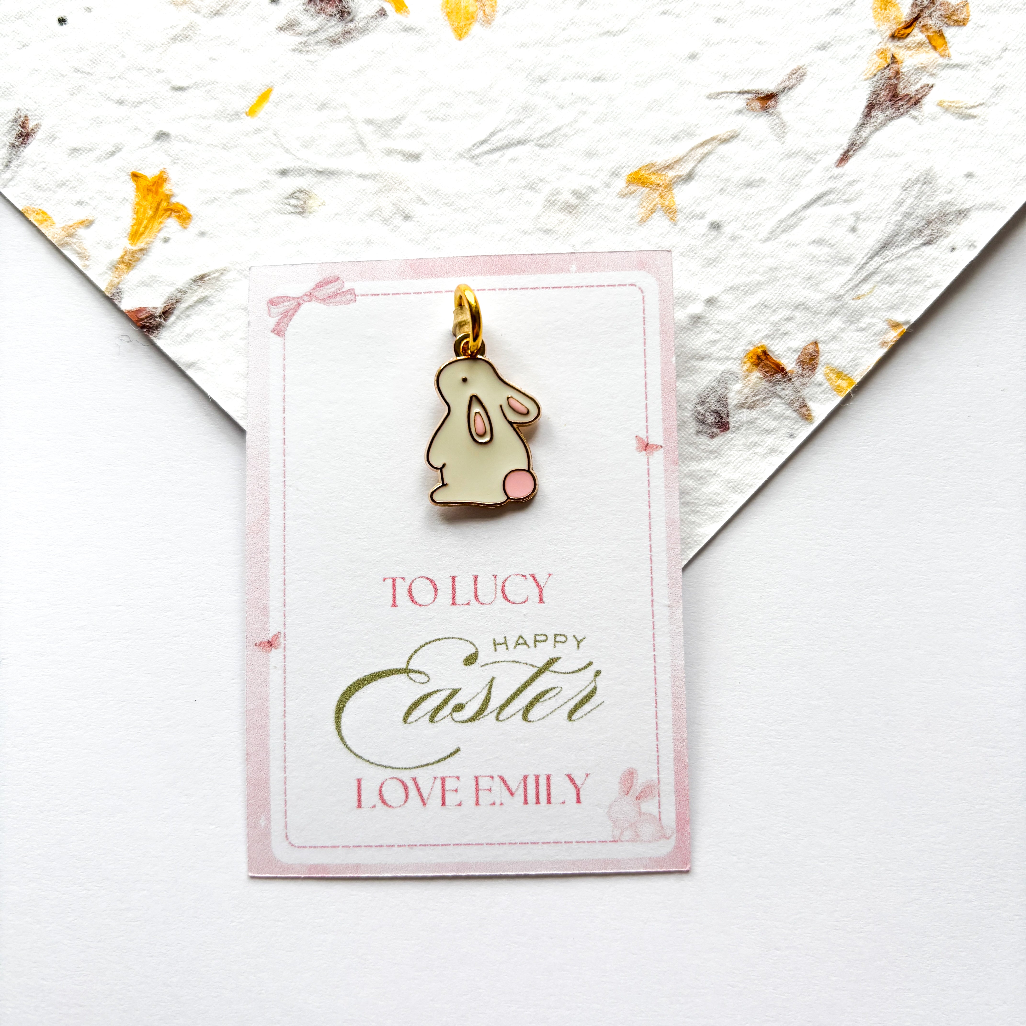 Easter Bunny Charm & Personalised Card