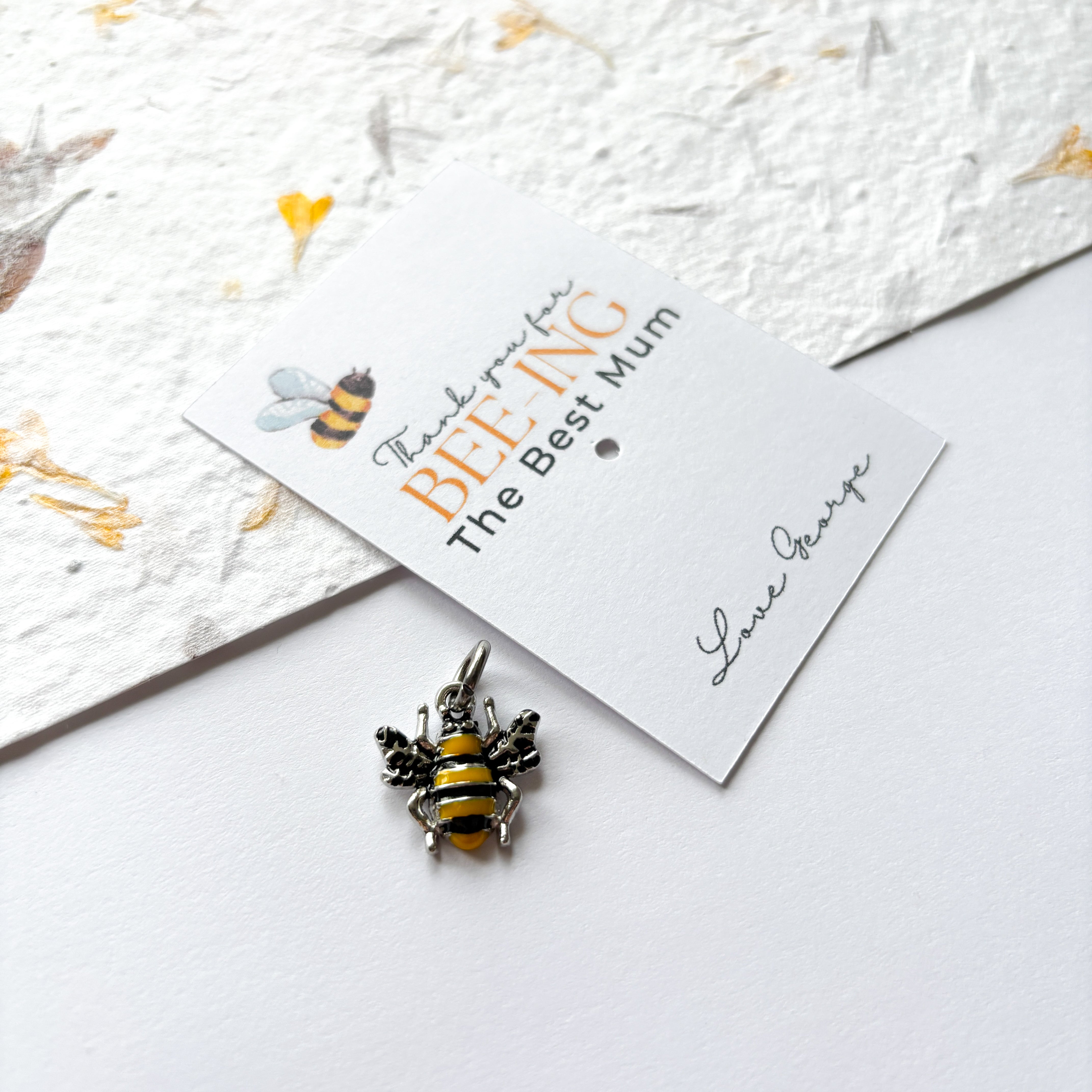 Bee Charm & Personalised Card