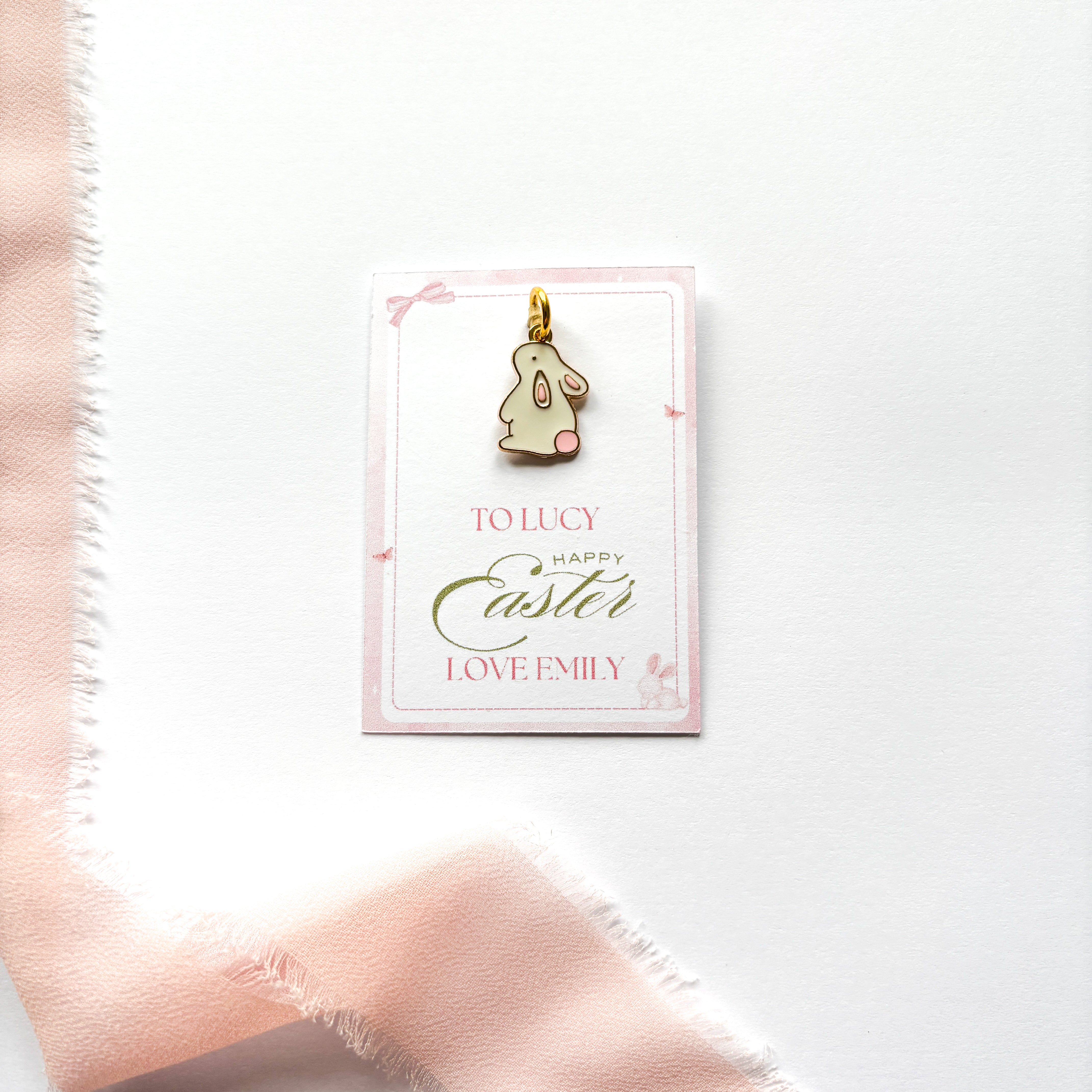 Easter Bunny Charm & Personalised Card