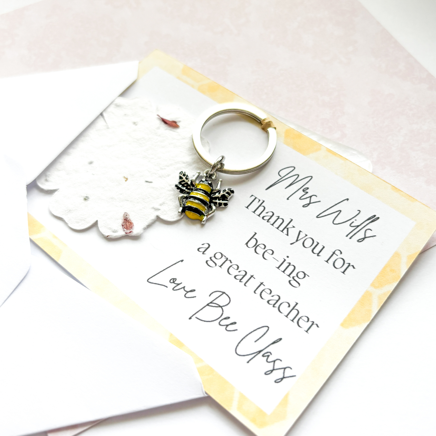 Wildflower Teacher Bee Gift Keyring - 2025 Teacher Gift Personalised