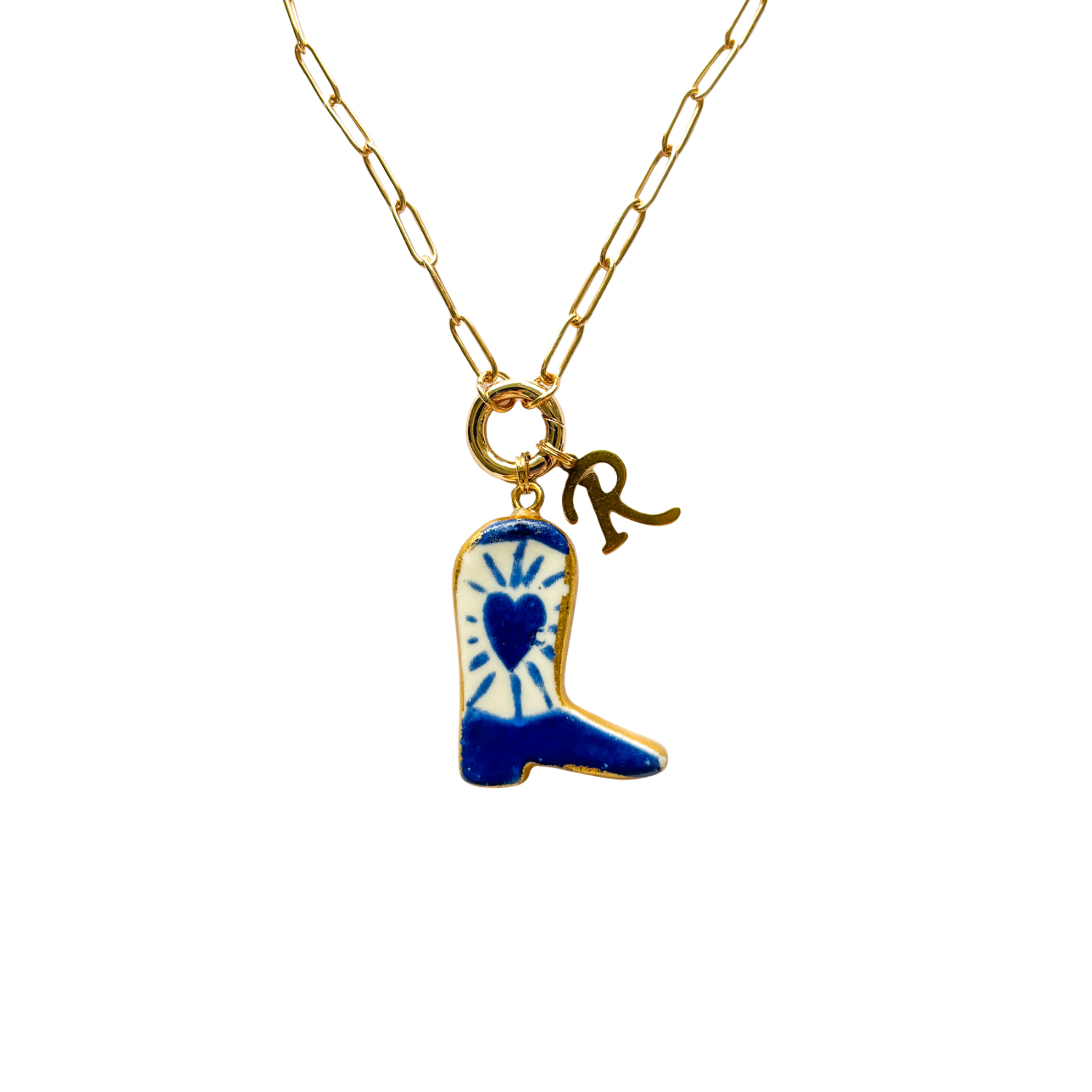 Ceramic Cowboy Boot Personalised Necklace