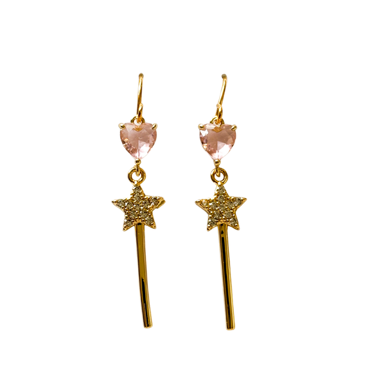 Good Witch Earrings, Pink Heart Jewellery, wicked jewellery