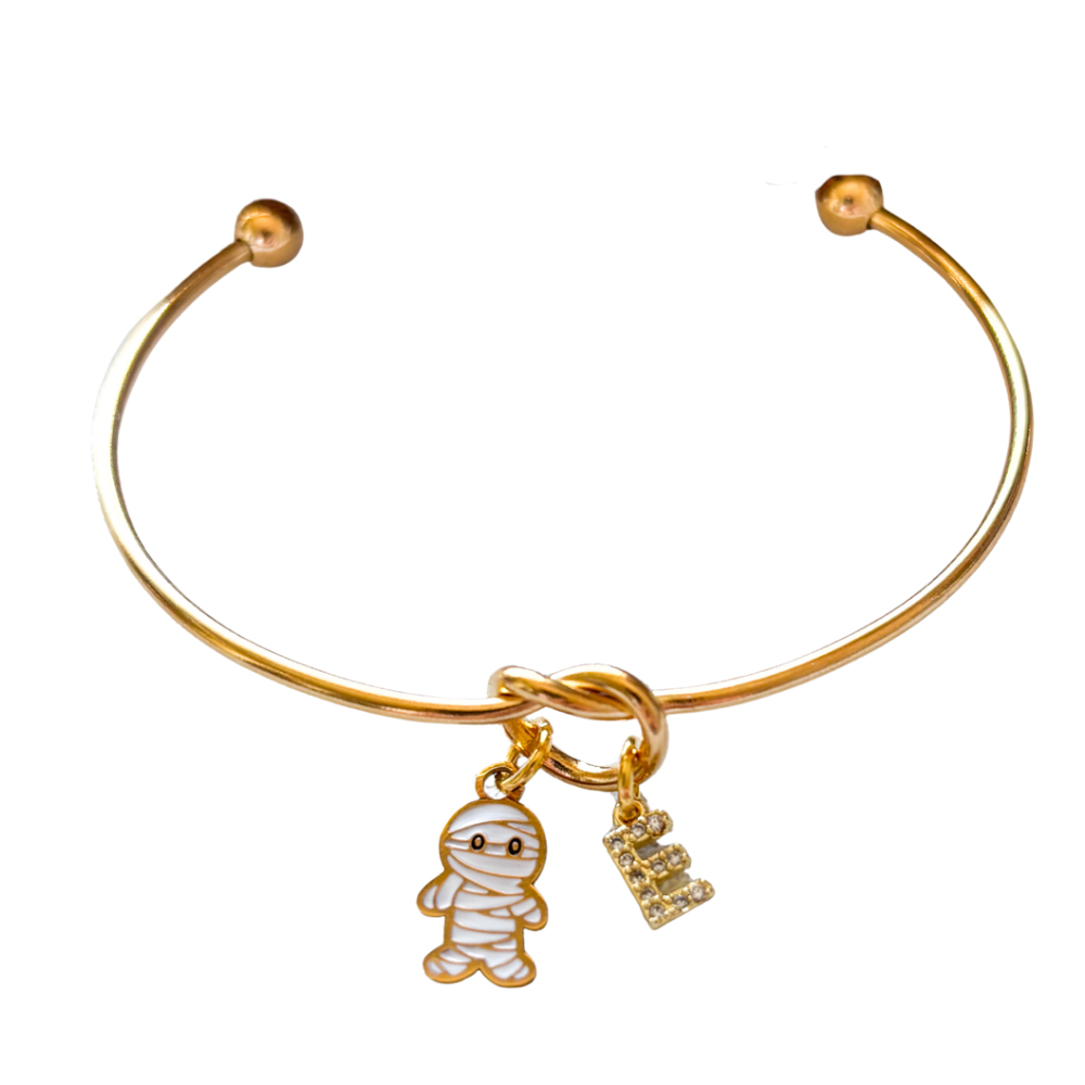 Mummy Halloween Bangle – Personalised Initial Bracelet