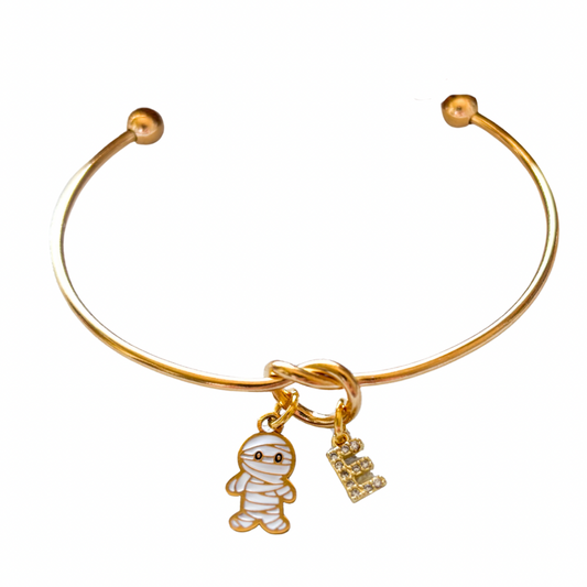 Mummy Halloween Bangle – Personalised Initial Bracelet